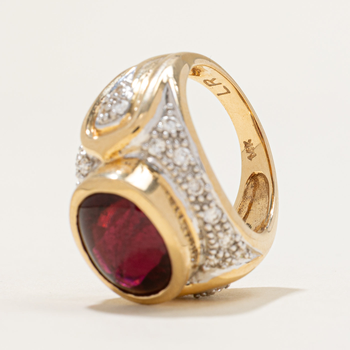 Tourmaline & Diamond Dome Cocktail Ring | 4.50ct, o.32ctw | SZ 6.25