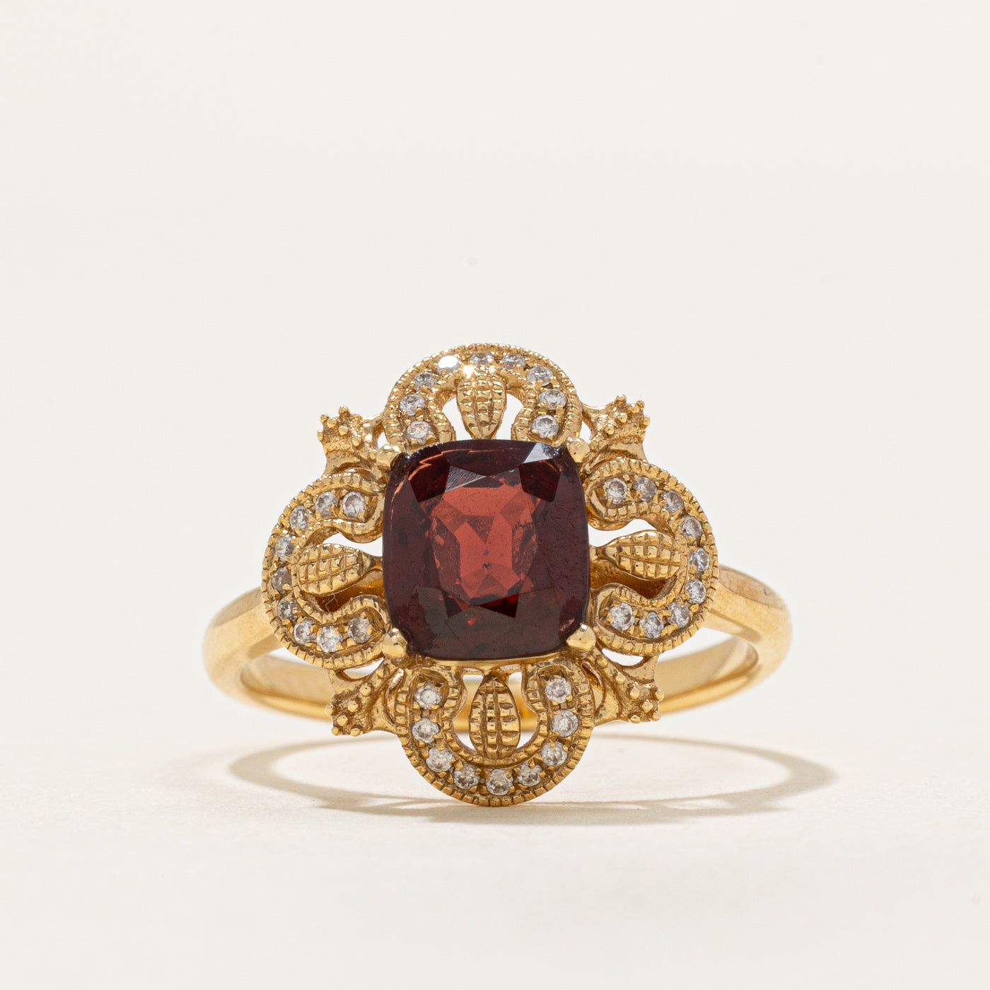 Garnet & Diamond Cocktail Ring | 1.87ct, 0.12ctw | SZ 6.25