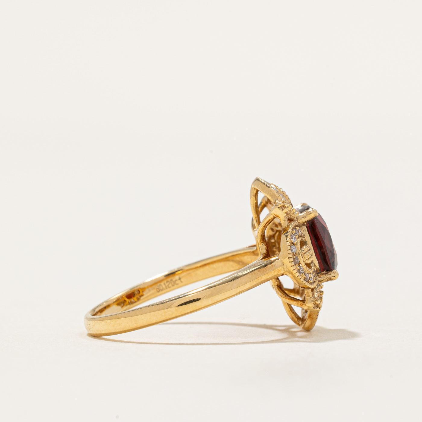 Garnet & Diamond Cocktail Ring | 1.87ct, 0.12ctw | SZ 6.25