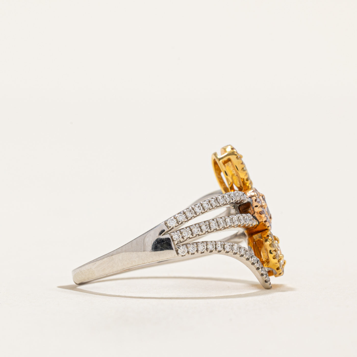 Pink and Yellow Diamond Bypass Ring | 0.55ctw | 6.75