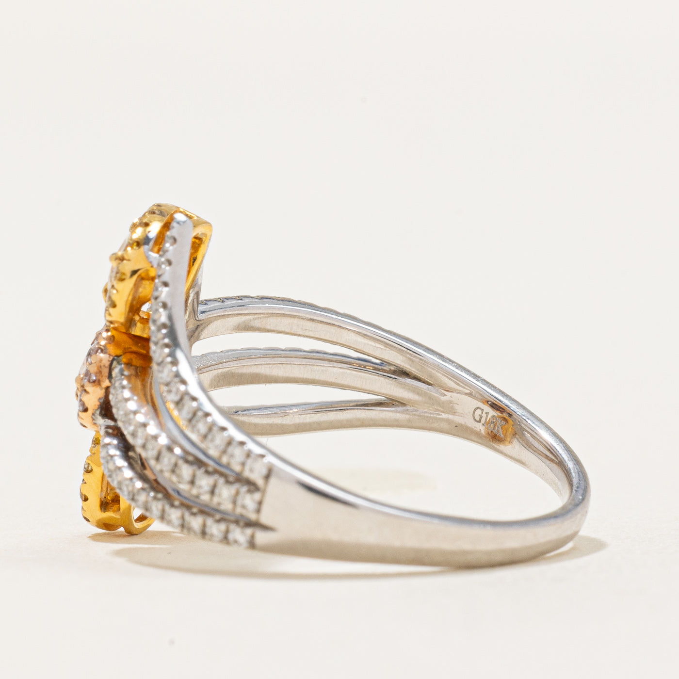 Pink and Yellow Diamond Bypass Ring | 0.55ctw | 6.75
