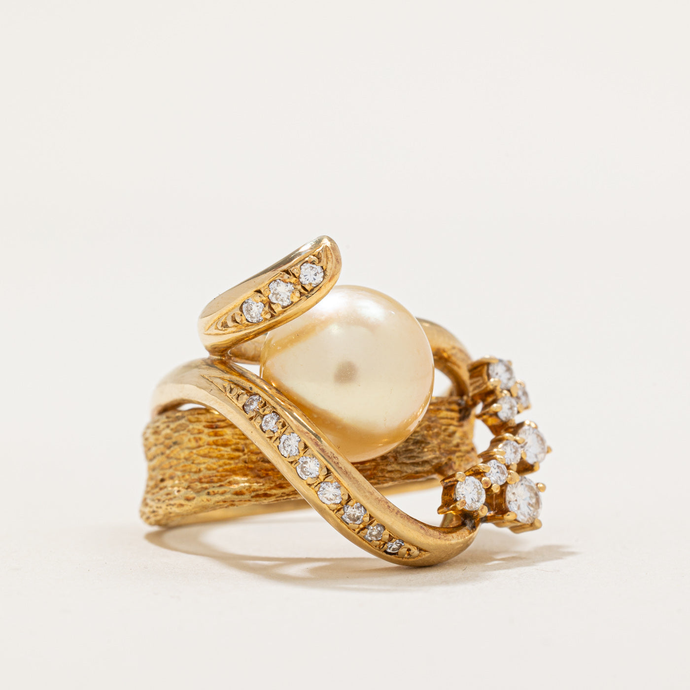 South Sea Pearl & Diamond Cocktail Ring | 0.43ctw | SZ 6.75