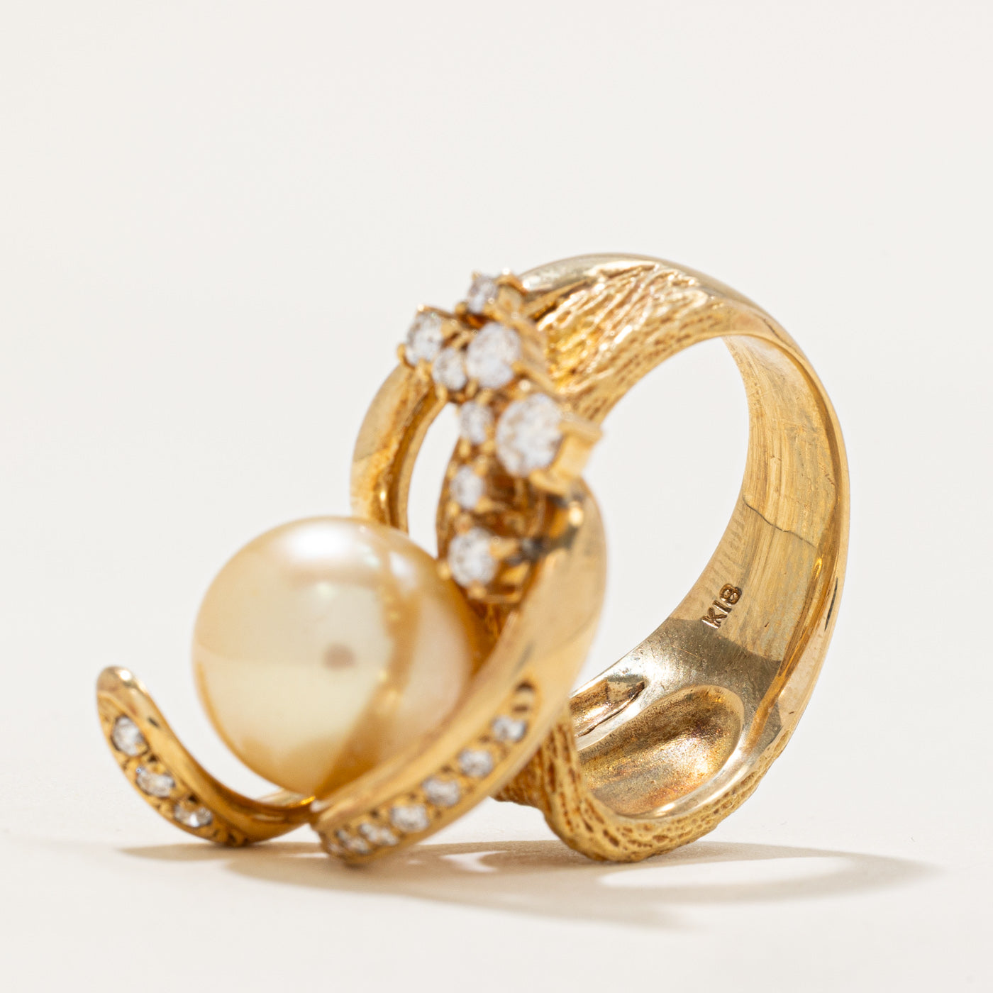 South Sea Pearl & Diamond Cocktail Ring | 0.43ctw | SZ 6.75