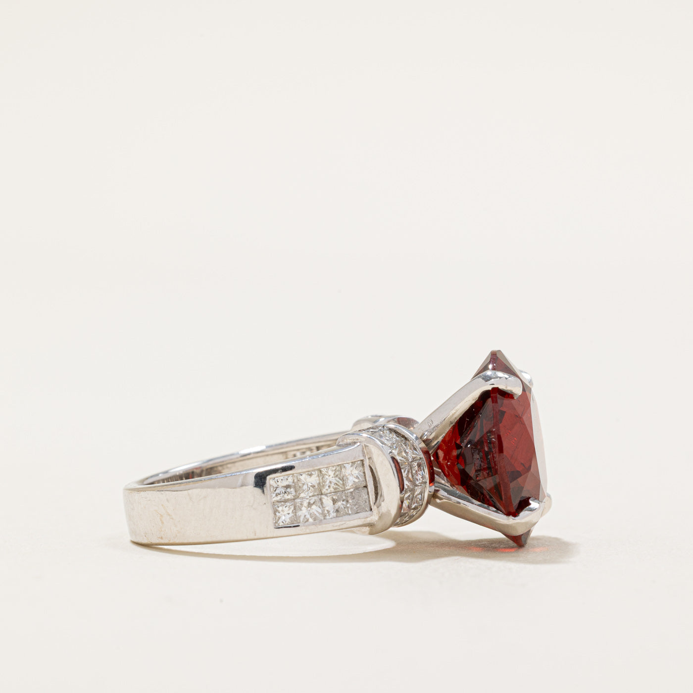 Prong Set Garnet & Diamond Cocktail Ring | 10.88ct, 1.45ctw | SZ 6.5