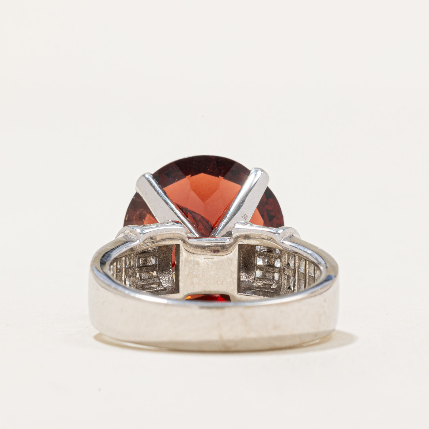 Prong Set Garnet & Diamond Cocktail Ring | 10.88ct, 1.45ctw | SZ 6.5