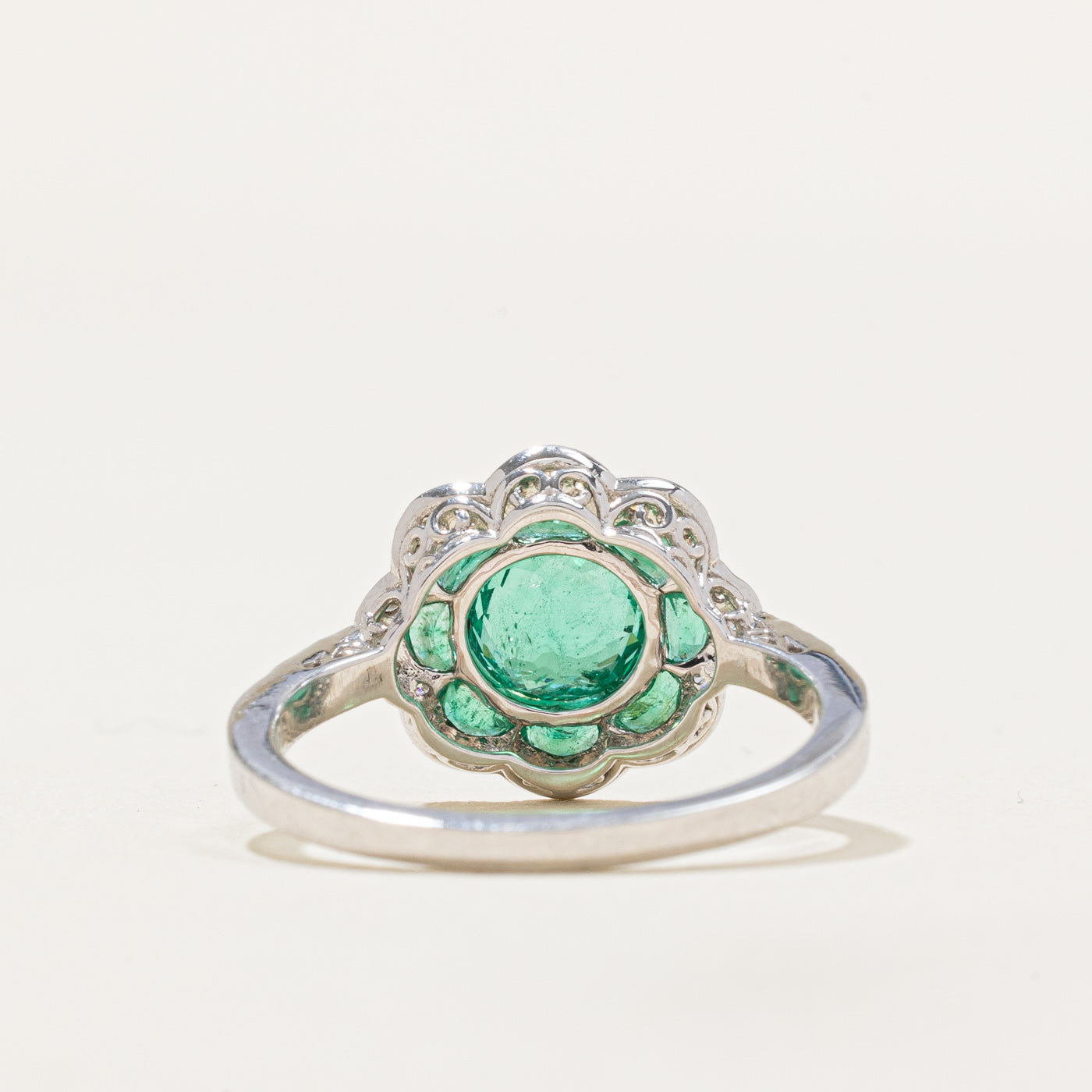 GIA Emerald & Diamond Halo Ring | 1.21ctw, 0.20ctw | SZ 6.75