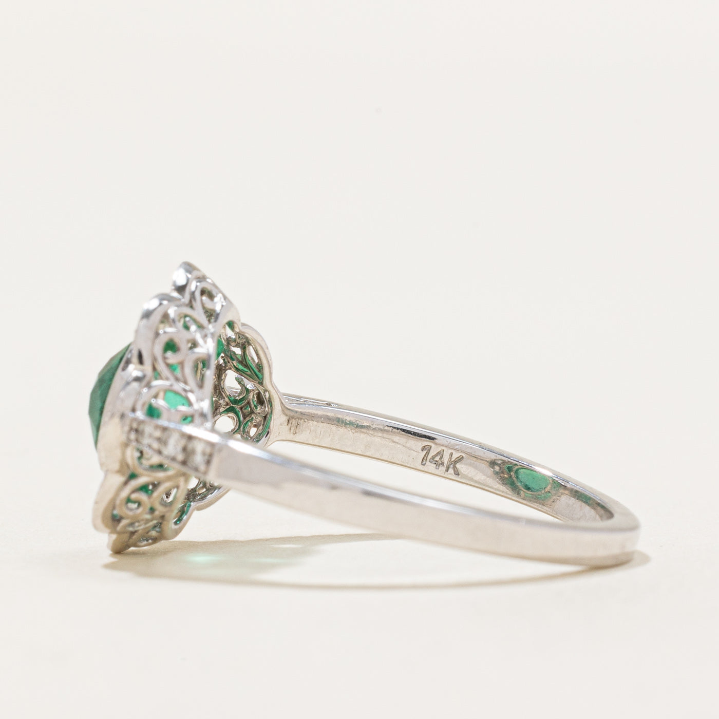 GIA Emerald & Diamond Halo Ring | 1.21ctw, 0.20ctw | SZ 6.75