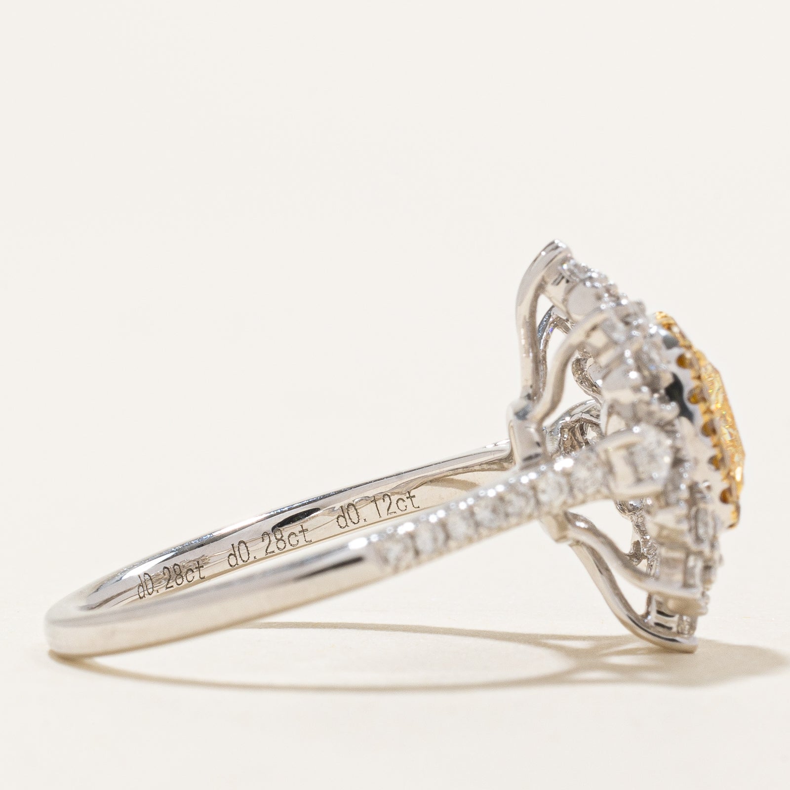 Fancy Light Yellow Diamond Engagement Ring | 1.03ct | 0.12ctw | 0.56ctw | SZ 6.25