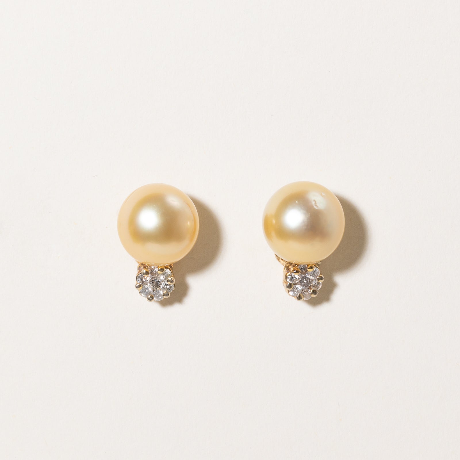South Sea Pearl & Diamond Earrings | 12.50mm, 0.36ctw