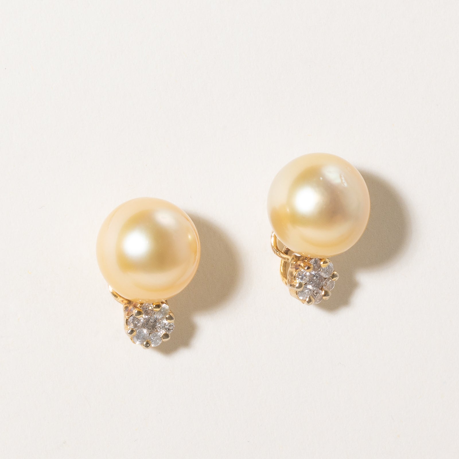 South Sea Pearl & Diamond Earrings | 12.50mm, 0.36ctw