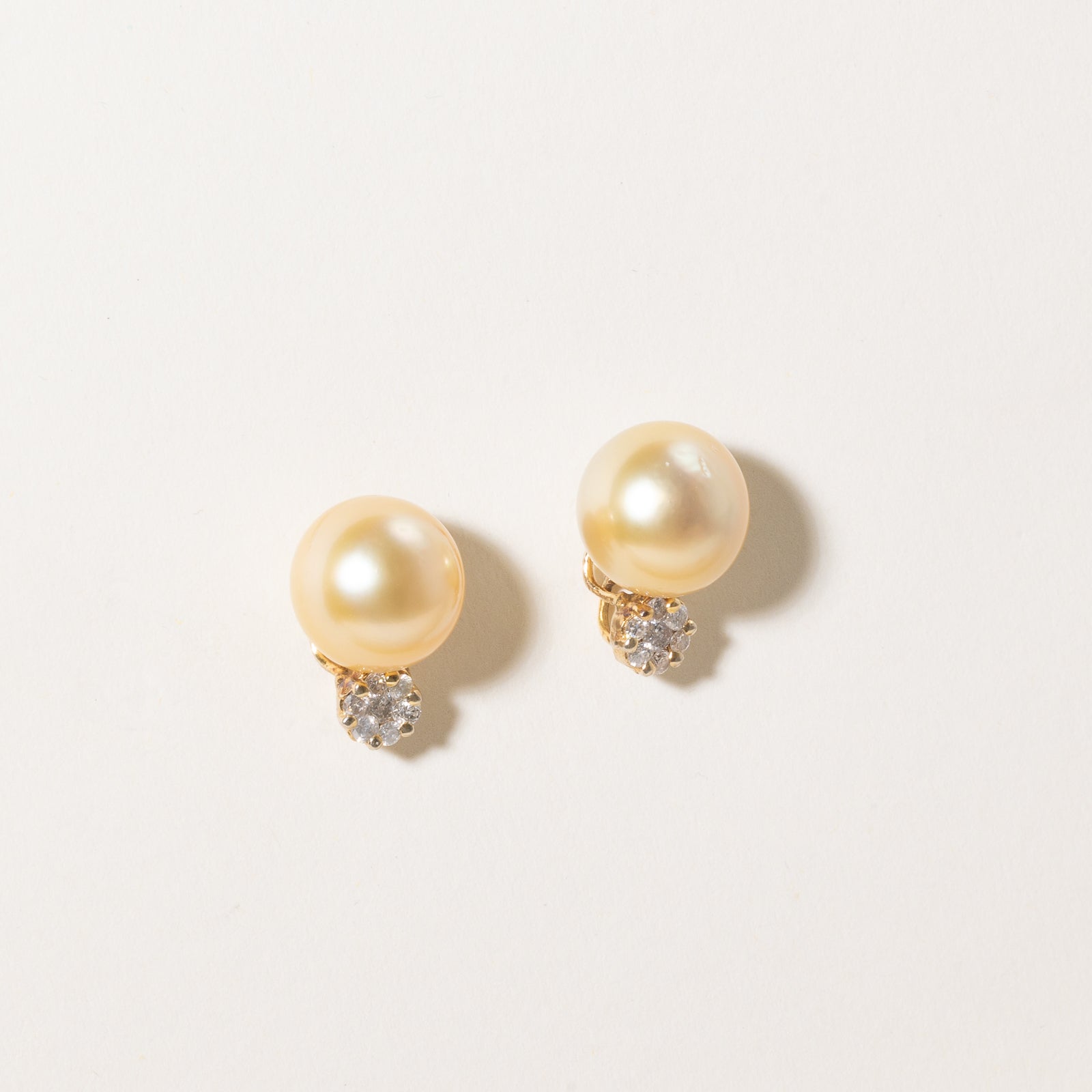 South Sea Pearl & Diamond Earrings | 12.50mm, 0.36ctw