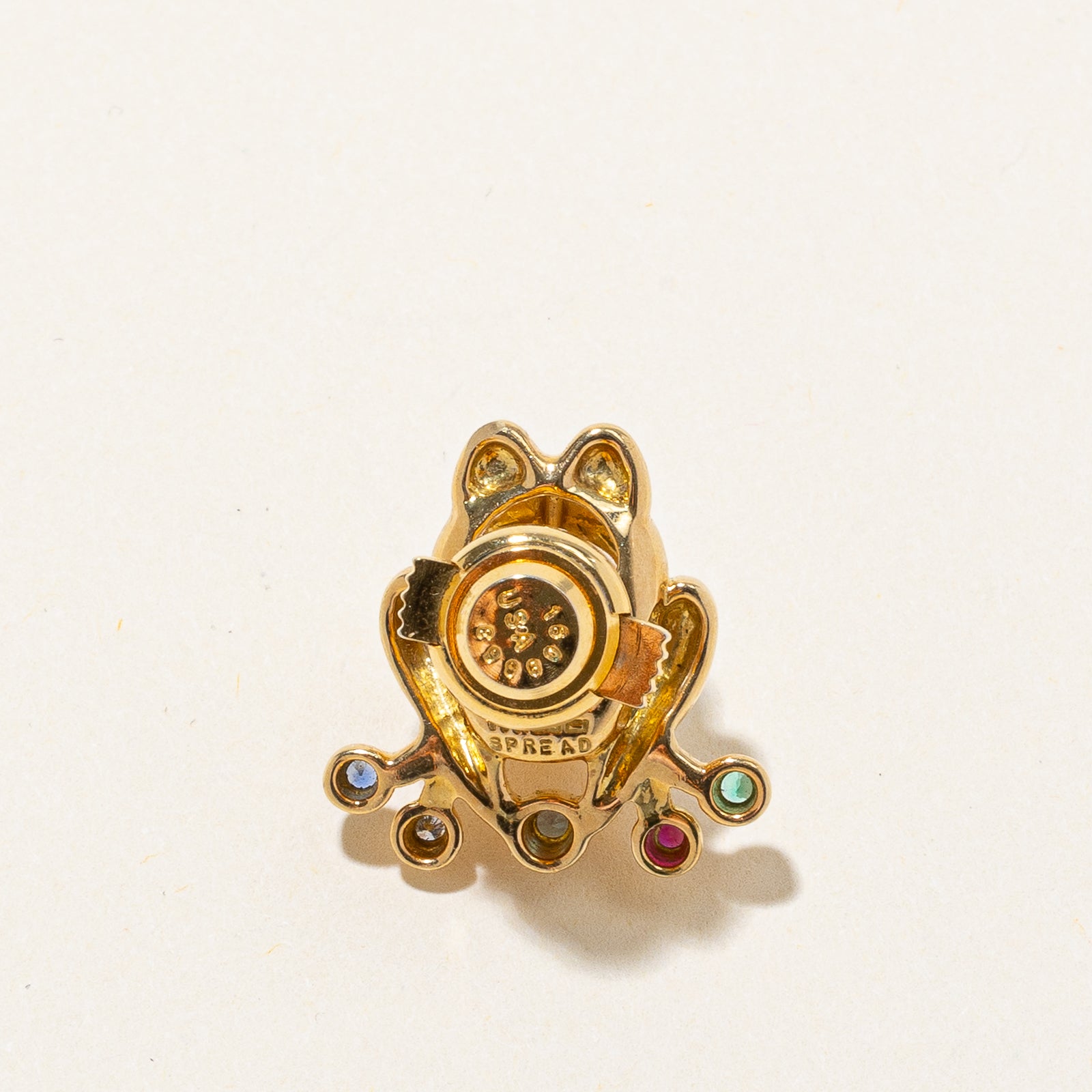 'Miwa' Multi Gemstone and Pearl Frog Pin | 0.15ctw