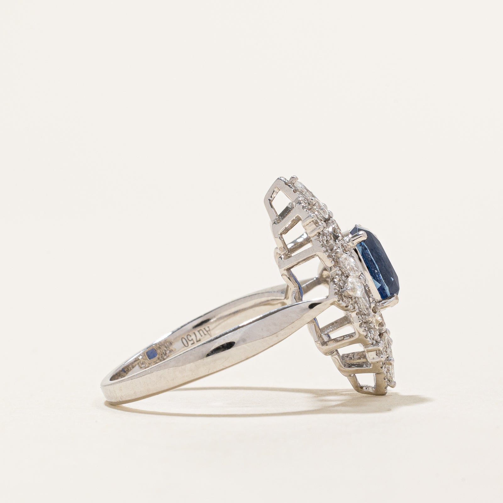 Unheated Cornflower Blue Sapphire & Diamond Engagement Ring | 1.29ct, 0.73ctw | SZ 5.75