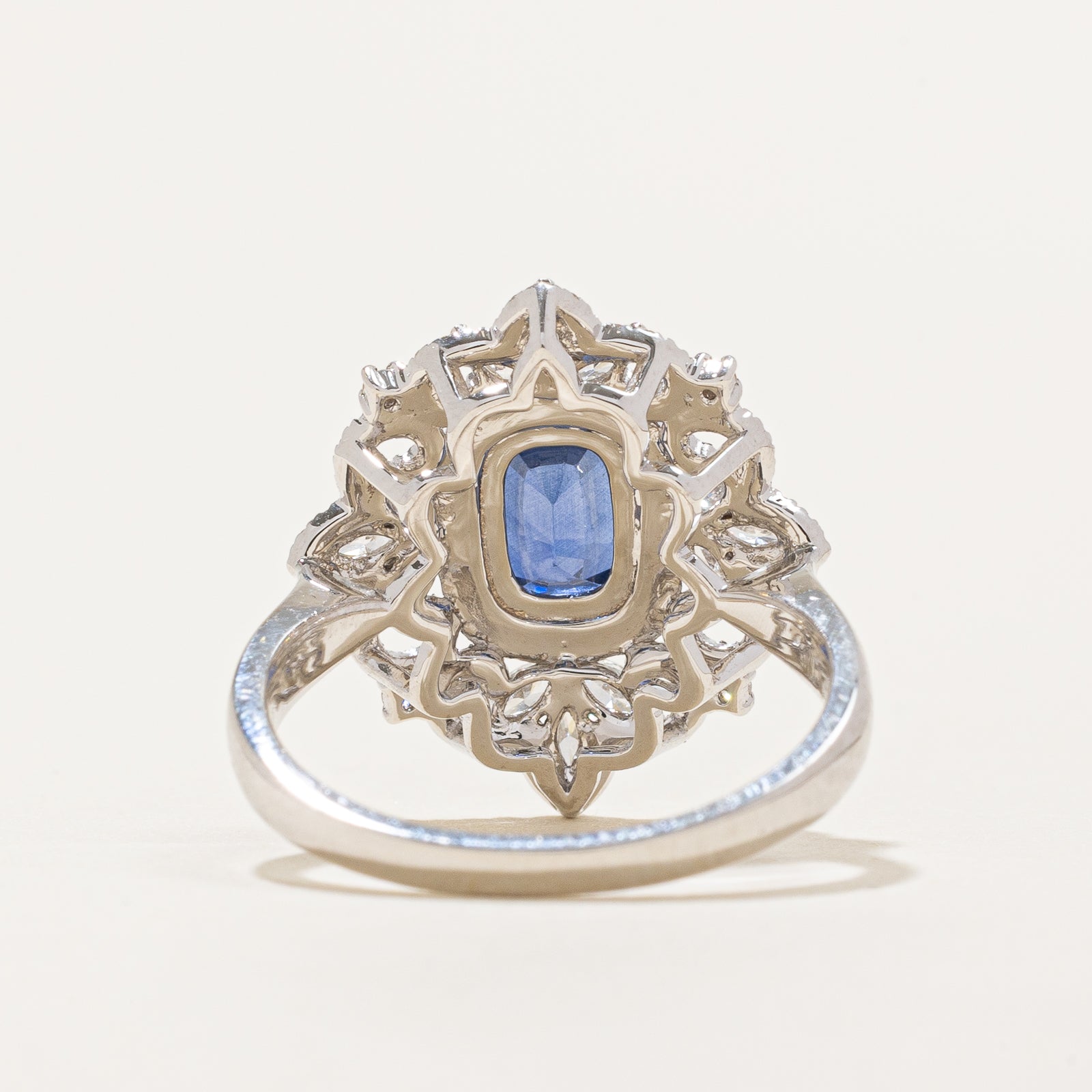 Unheated Cornflower Blue Sapphire & Diamond Engagement Ring | 1.29ct, 0.73ctw | SZ 5.75