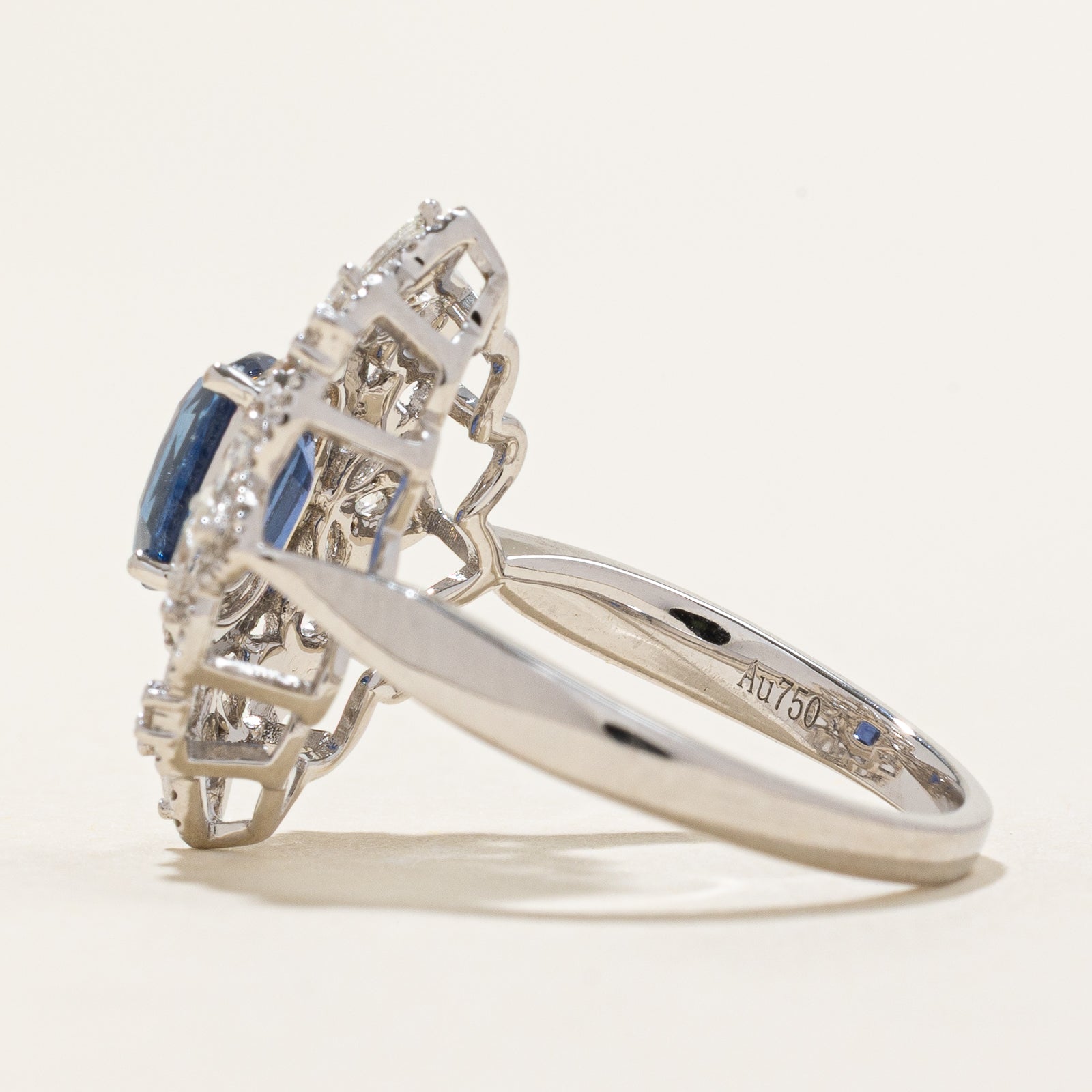 Unheated Cornflower Blue Sapphire & Diamond Engagement Ring | 1.29ct, 0.73ctw | SZ 5.75