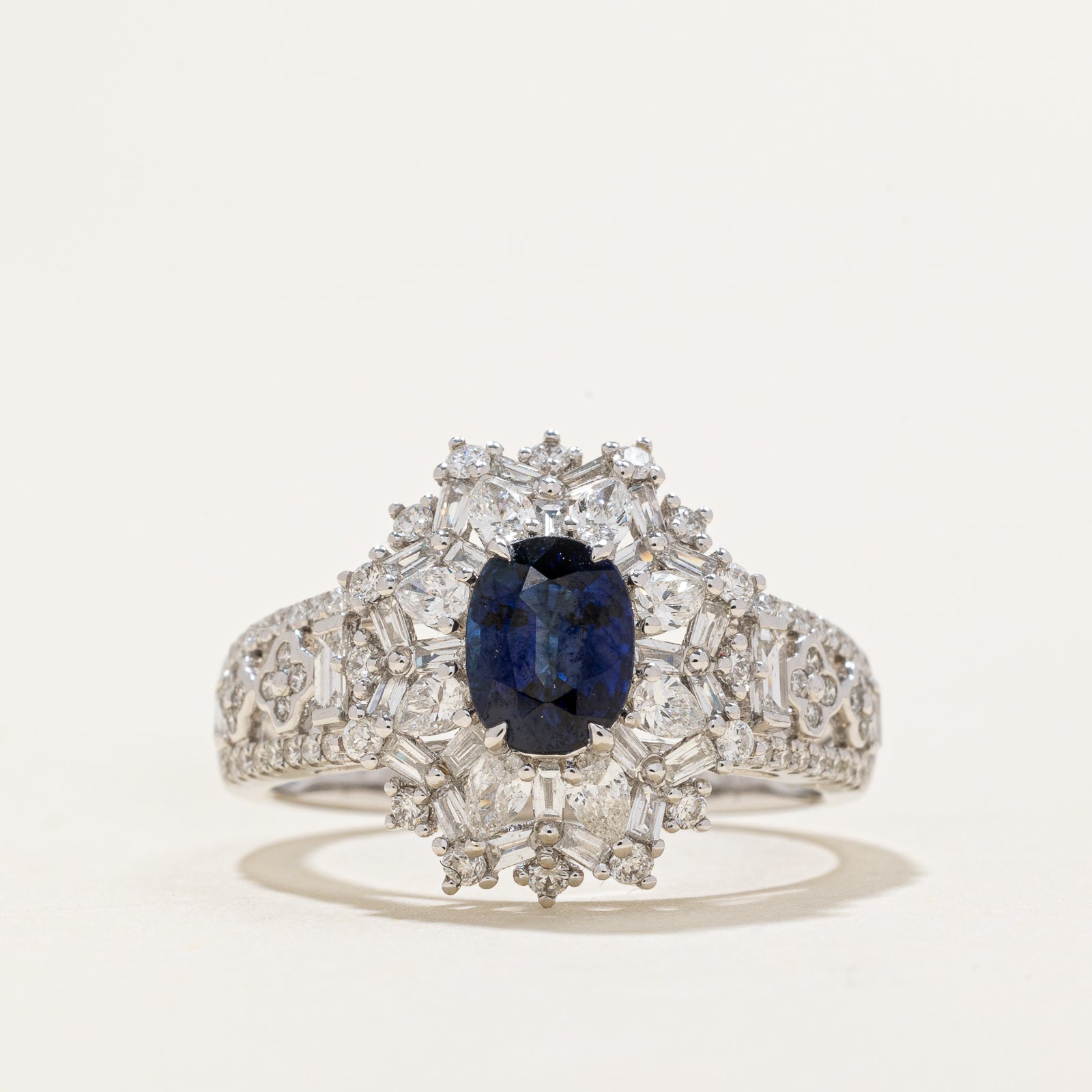 Sapphire & Diamond Engagement Ring | 0.98ct, 1.84ctw | SZ 6.25