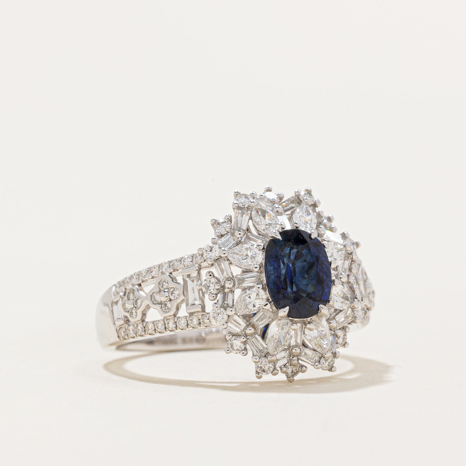 Sapphire & Diamond Engagement Ring | 0.98ct, 1.84ctw | SZ 6.25