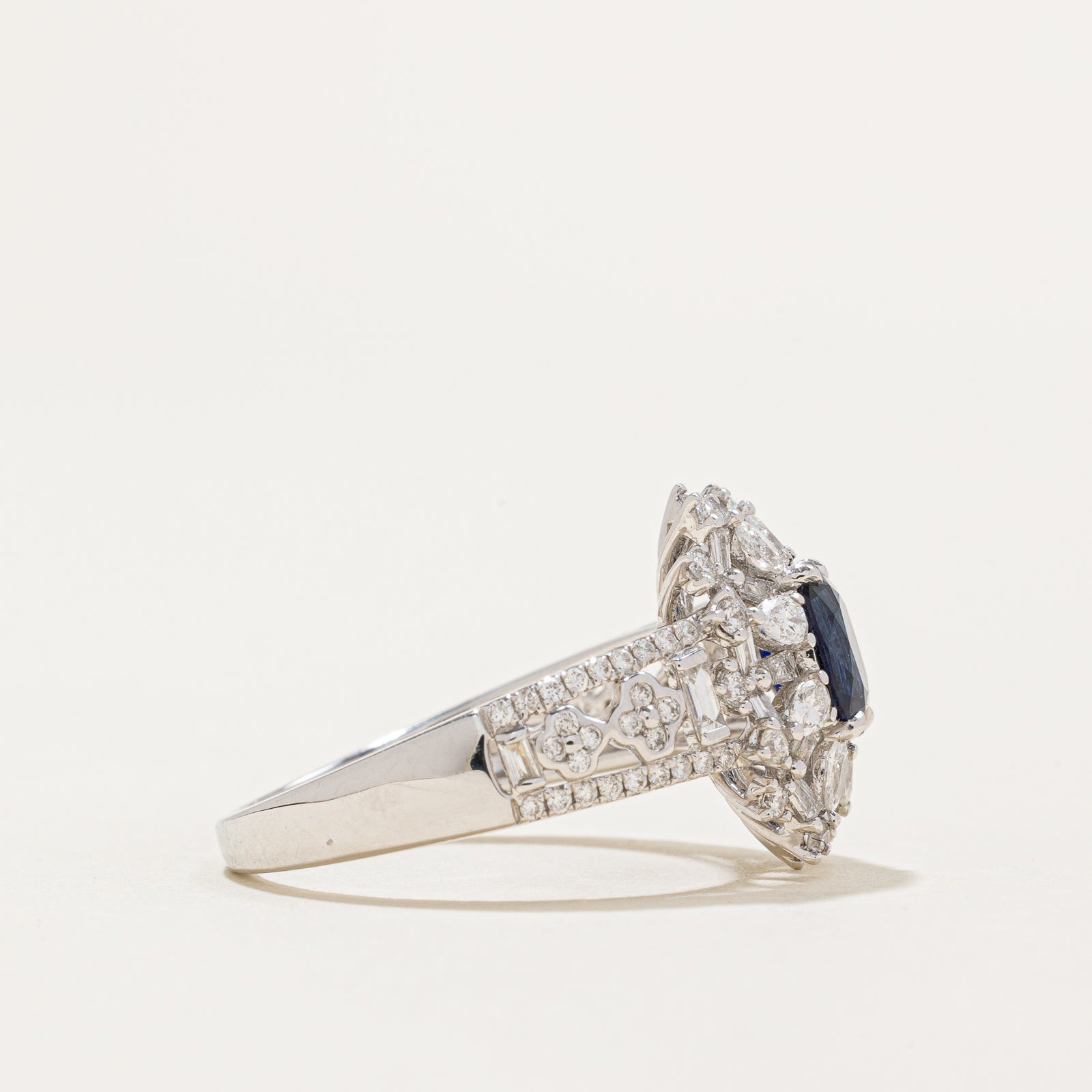 Sapphire & Diamond Engagement Ring | 0.98ct, 1.84ctw | SZ 6.25