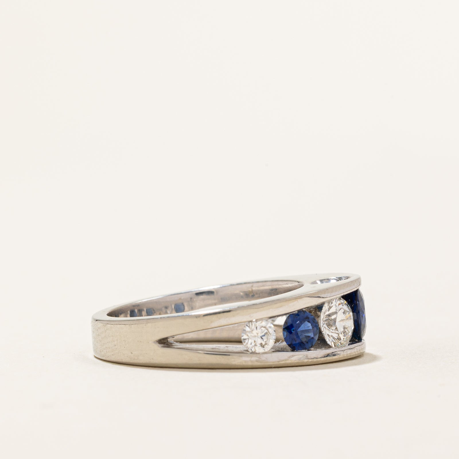 Bague sertie tension saphir et diamants | 1,00 ct, 1,00 ct | Taille 6,5