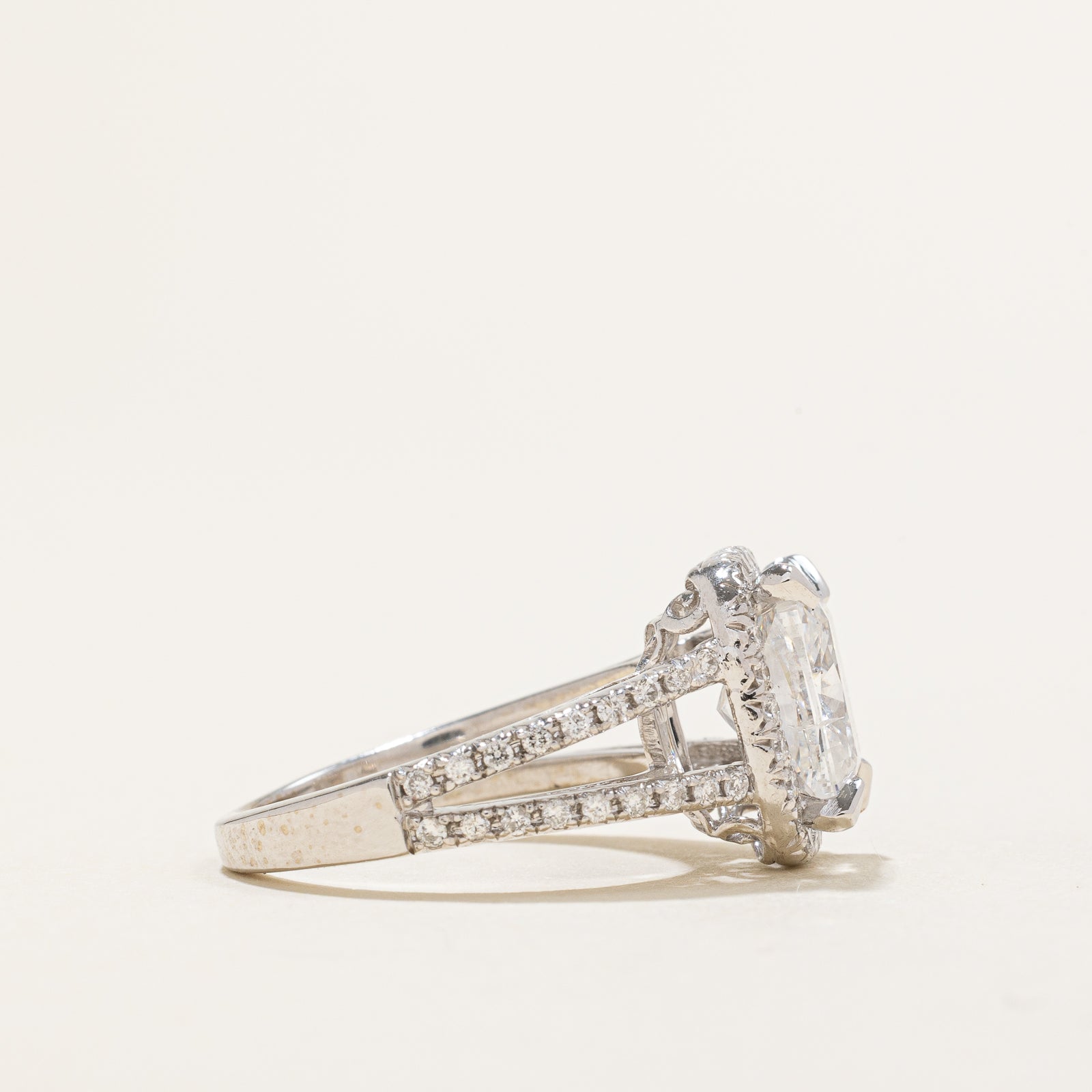 Radiant Cut Diamond Engagement Ring | 3.00ct SI2 E Vey Good cut | 0.40ctw | SZ 5.75