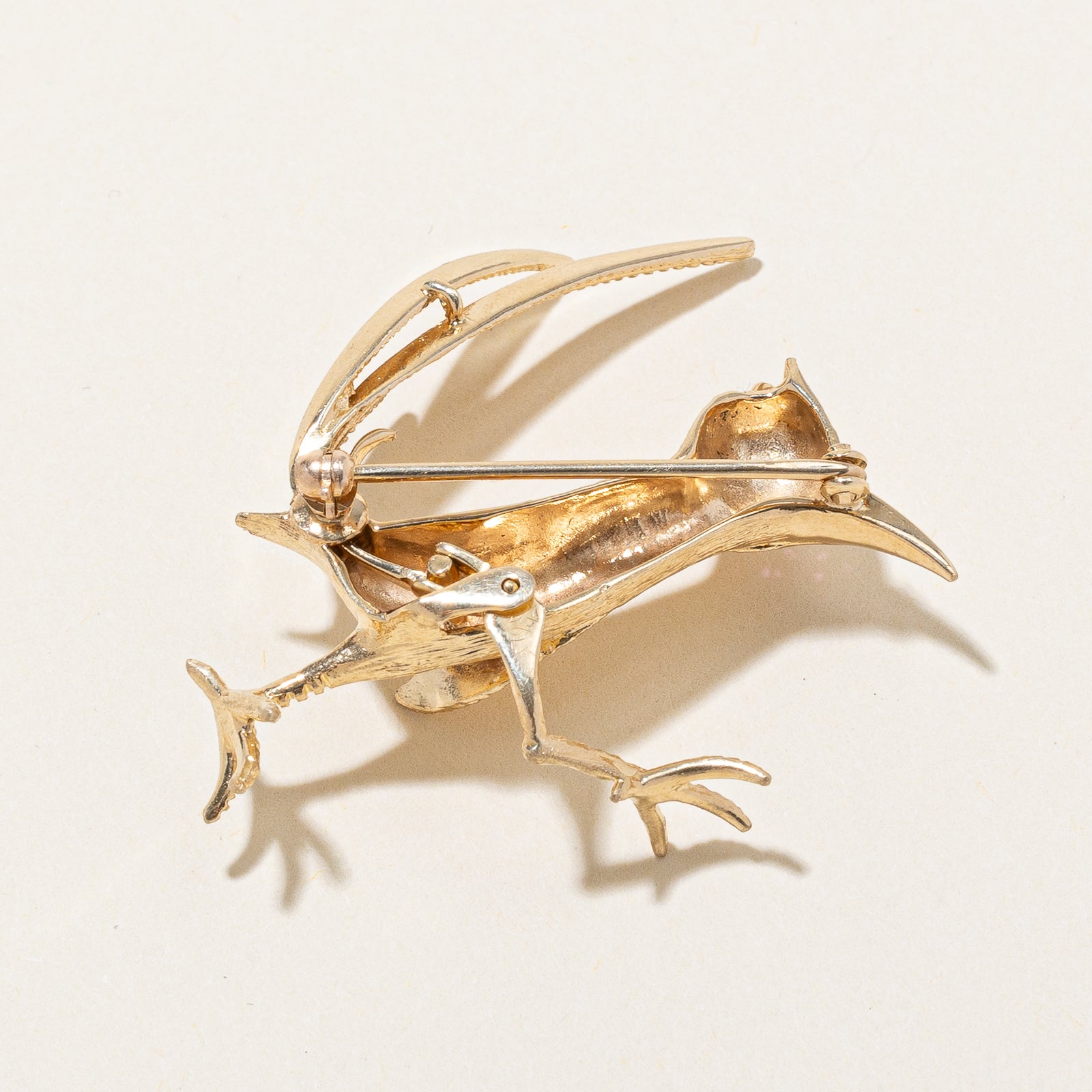 Roadrunner Bird Ruby Brooch | 0.02ct