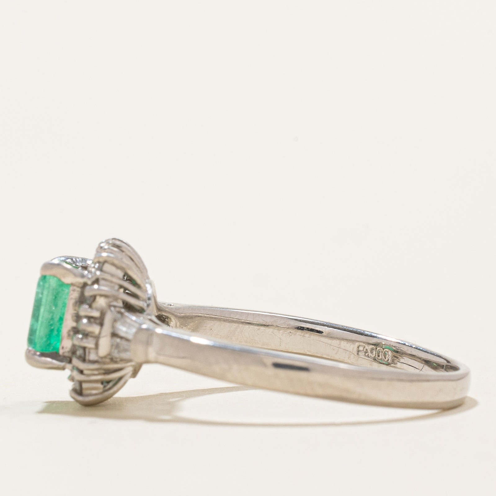 Emerald & Diamond Halo Engagement Ring | 1.00ct, 0.40ctw | SZ 10