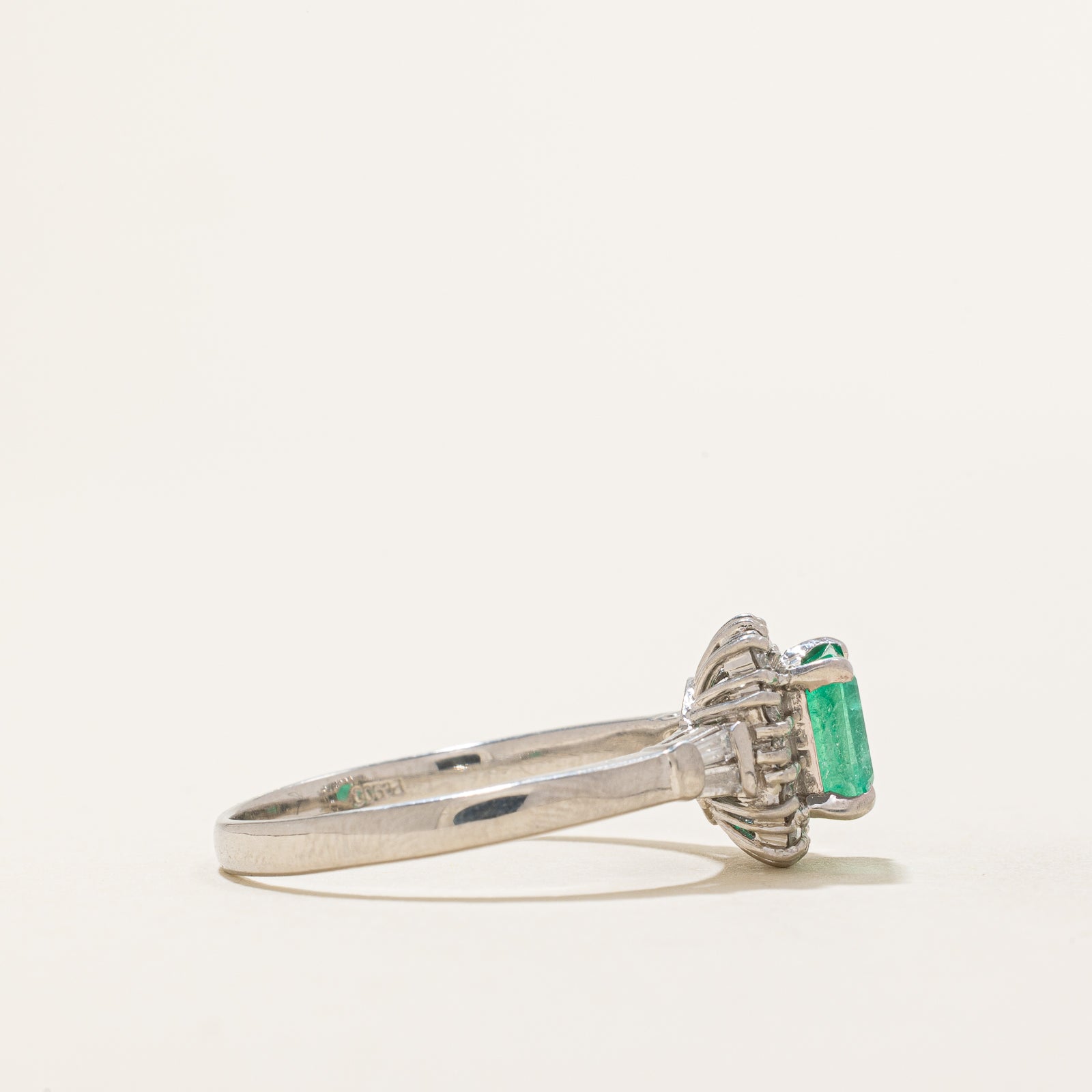 Emerald & Diamond Halo Engagement Ring | 1.00ct, 0.40ctw | SZ 10