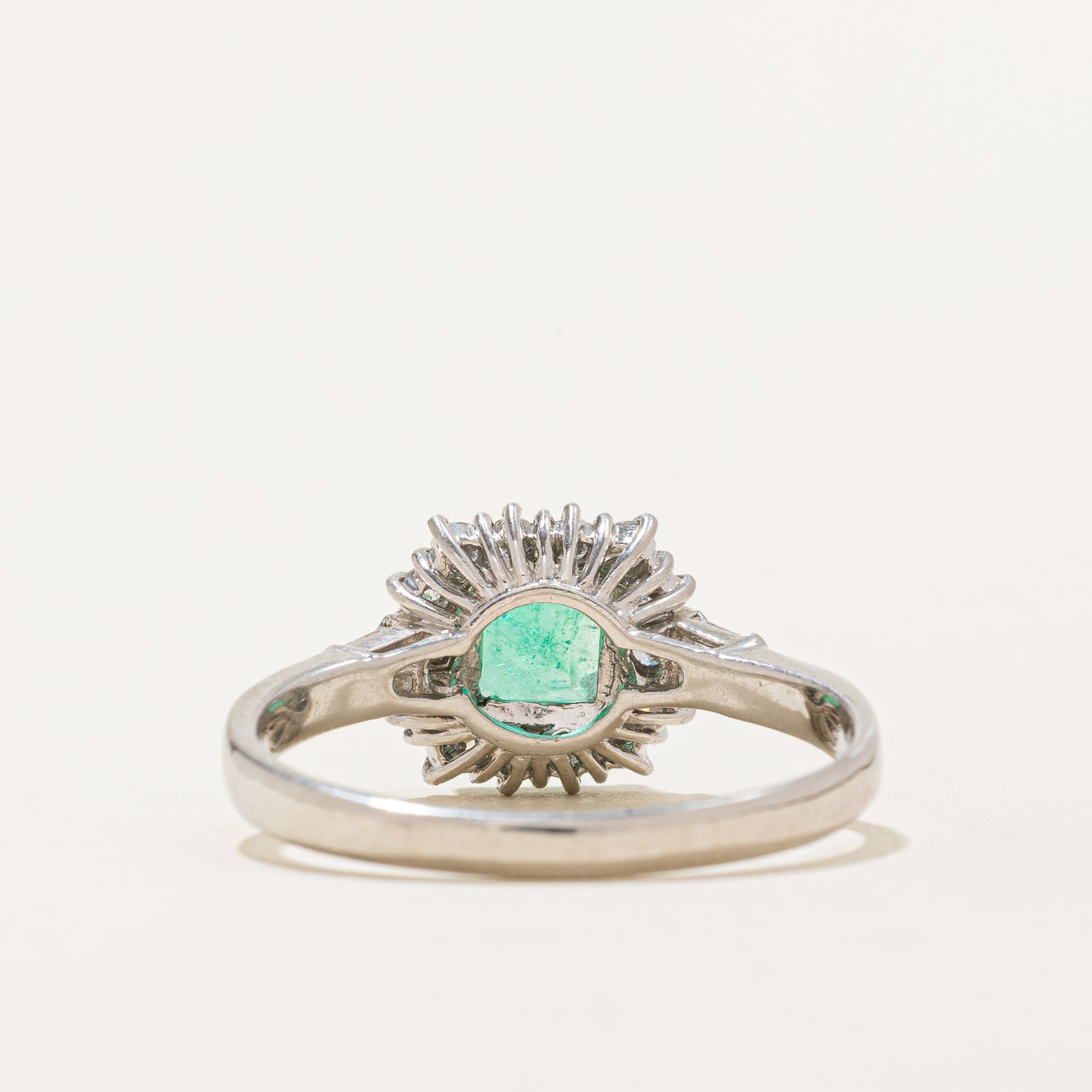 Emerald & Diamond Halo Engagement Ring | 1.00ct, 0.40ctw | SZ 10
