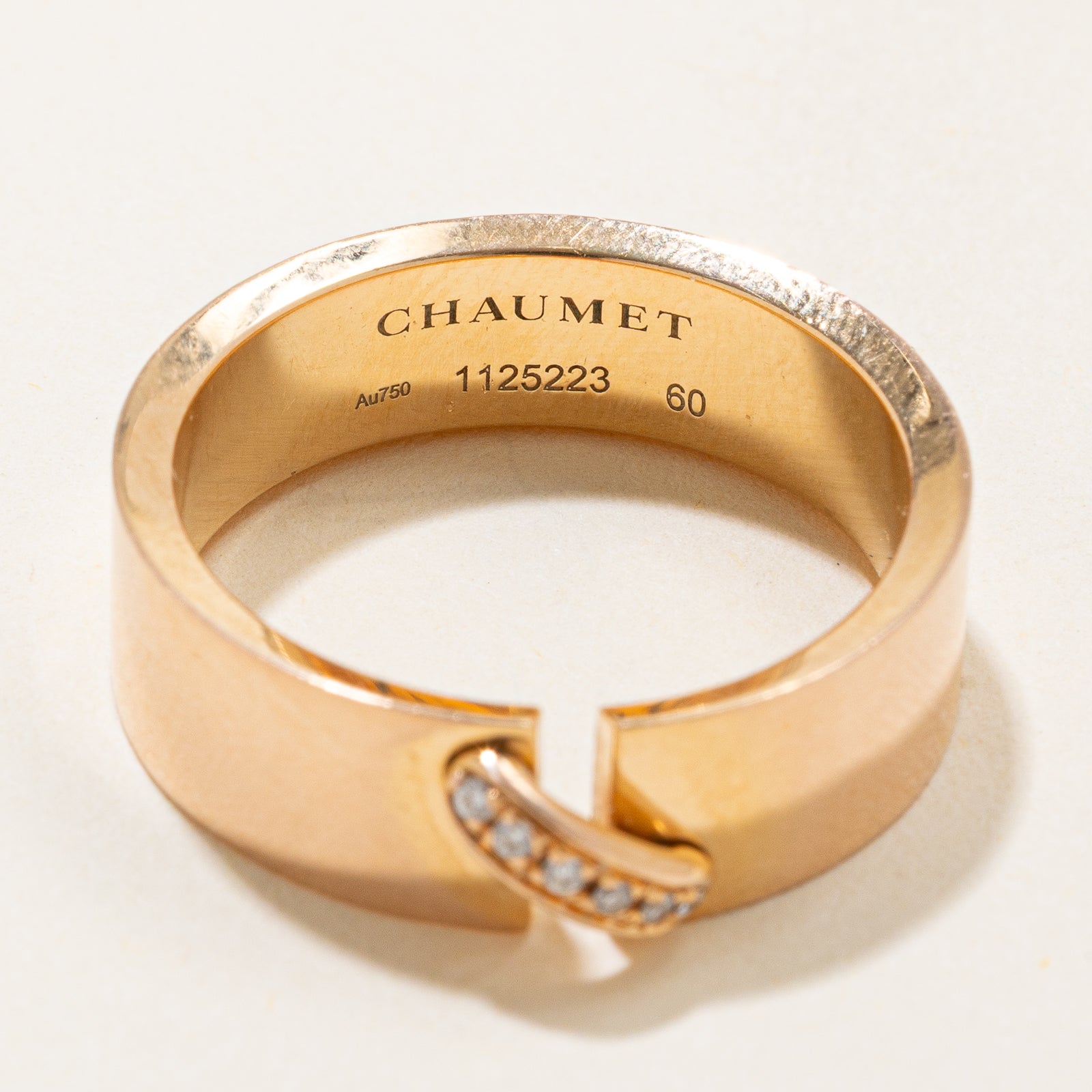 'Chaumet' Liens Evidence Six Diamond Rose Gold Wedding Band | 0.03ctw | 6.80mm | SZ 9.5