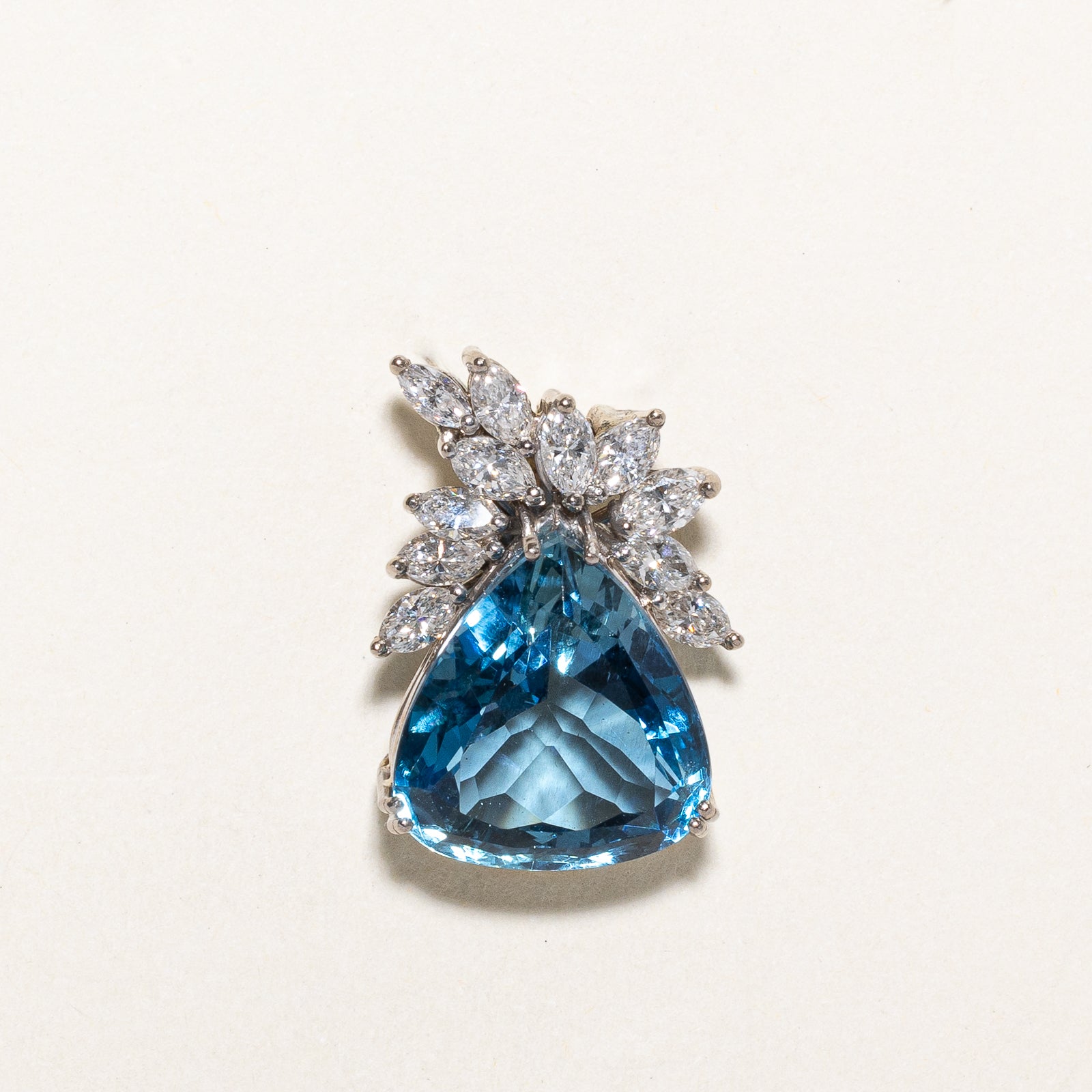 Natural Santa Maria Type Aquamarine & Diamond Pendant | 3.75ct | 1.30ctw
