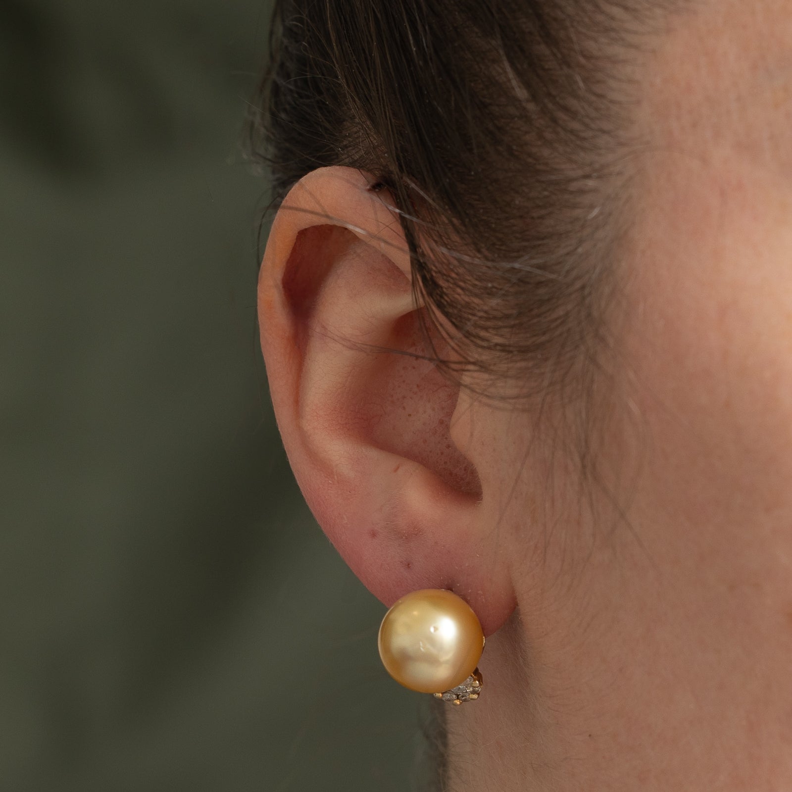 South Sea Pearl & Diamond Earrings | 12.50mm, 0.36ctw