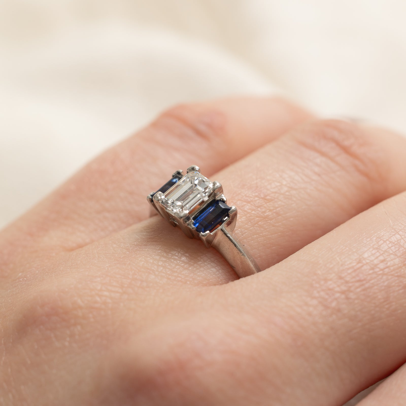 Diamond & Sapphire Engagement Ring | 0.75ct, 0.70ctw | SZ 7