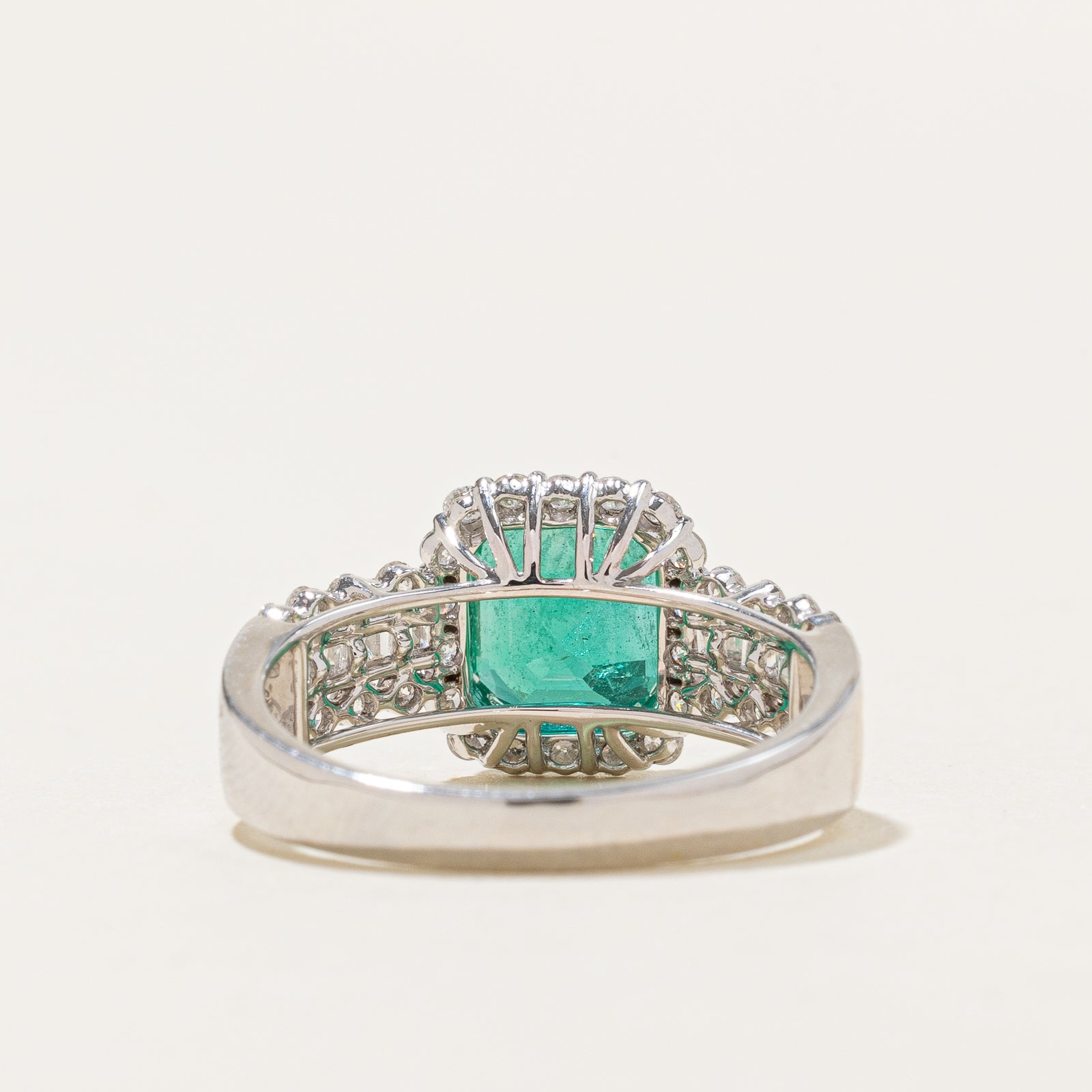 Emerald & Diamond Halo Ring | 2.10ct, 0.40ctw | SZ 6.75