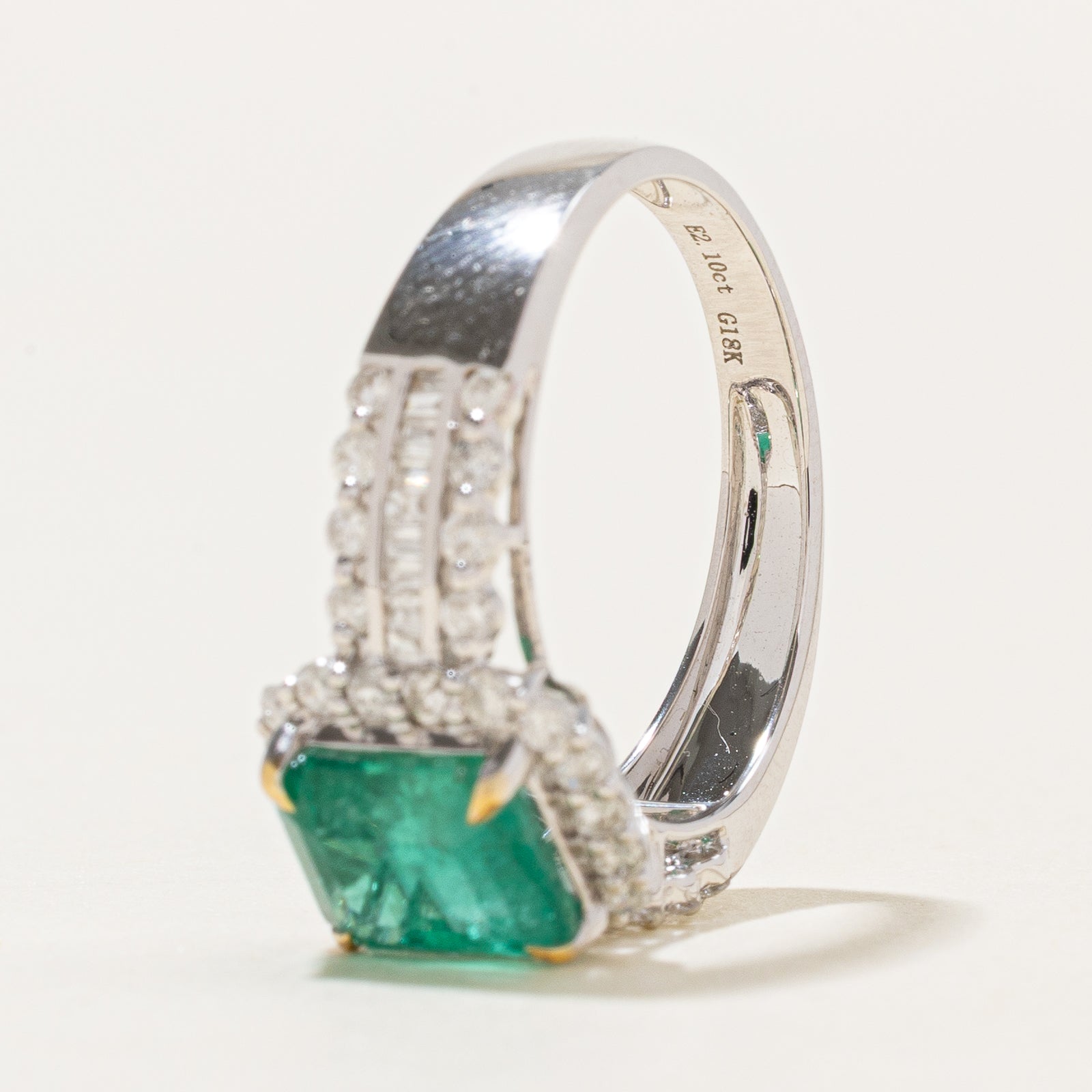 Emerald & Diamond Halo Ring | 2.10ct, 0.40ctw | SZ 6.75
