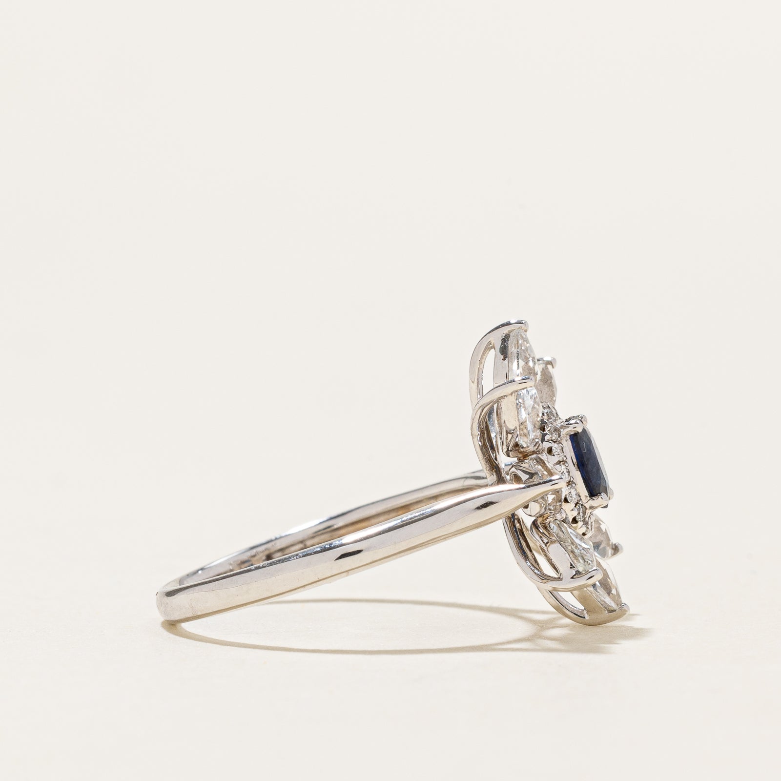 Sapphire, Colourless Topaz & Diamond Ring | 1.774ctw, 0.069ctw | SZ 7