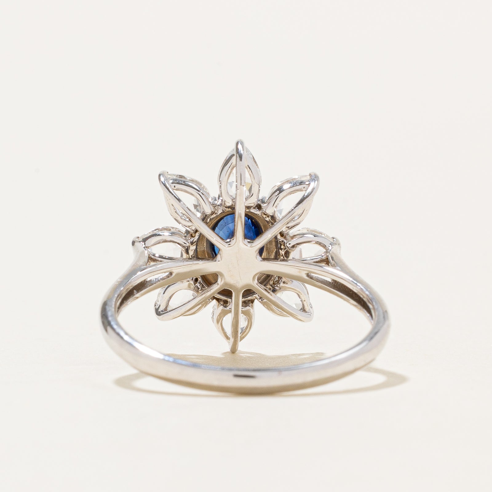 Sapphire, Colourless Topaz & Diamond Ring | 1.774ctw, 0.069ctw | SZ 7