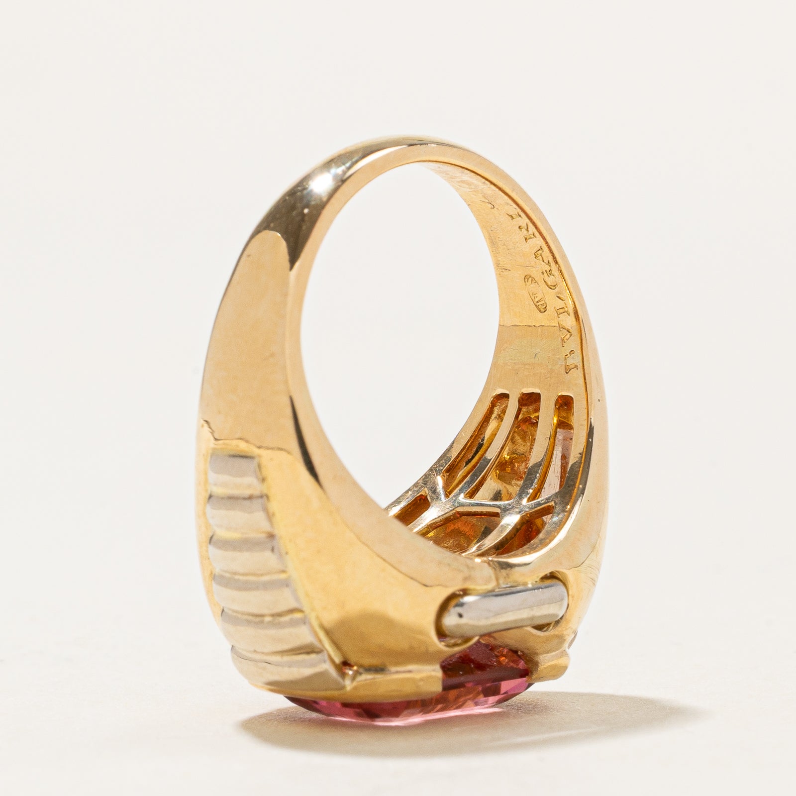 'Bvlgari' Bezel Set Pink Tourmaline Ring | 5.00ct | SZ 6