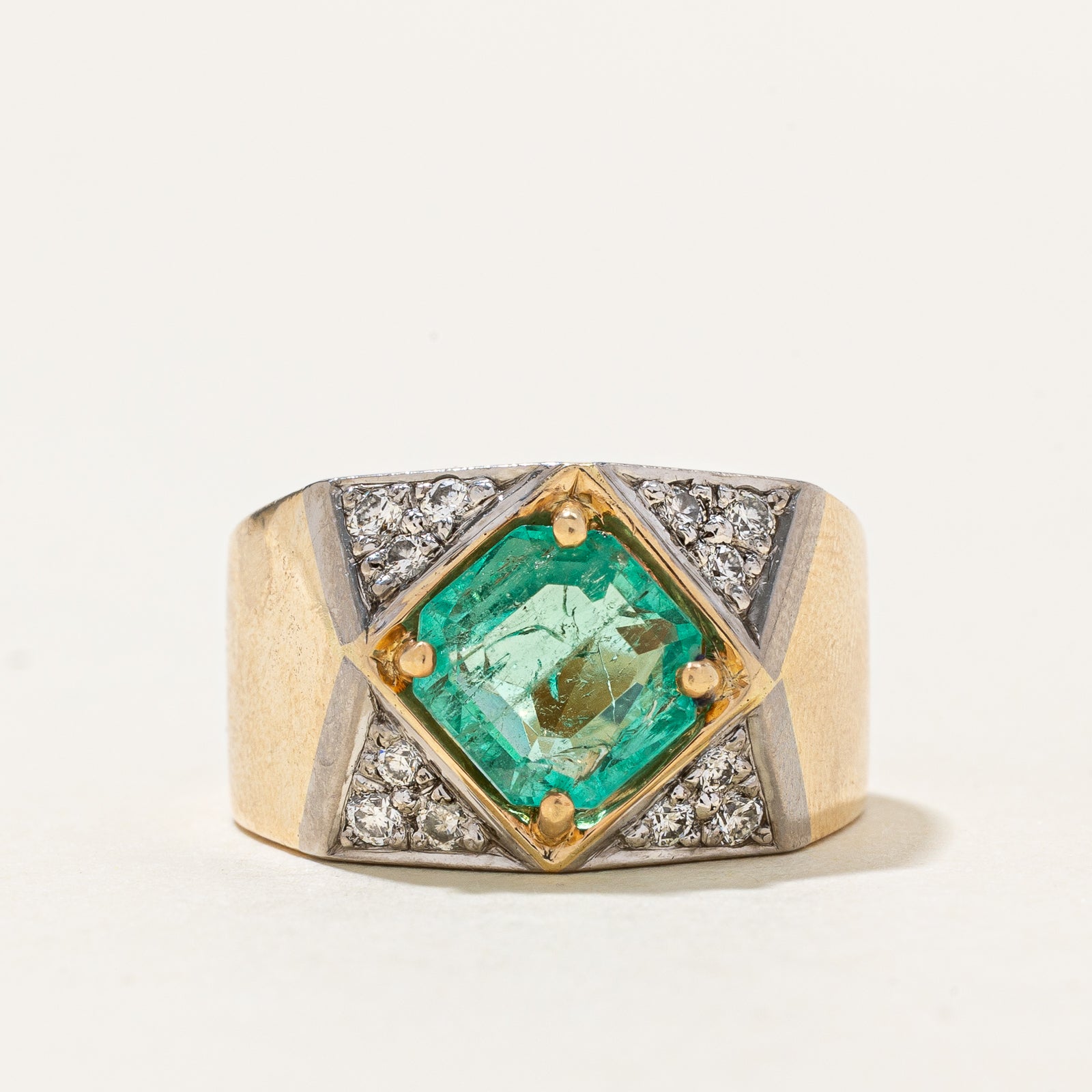 Emerald & Diamond Ring | 2.10ct, 0.28ctw | SZ 6.75