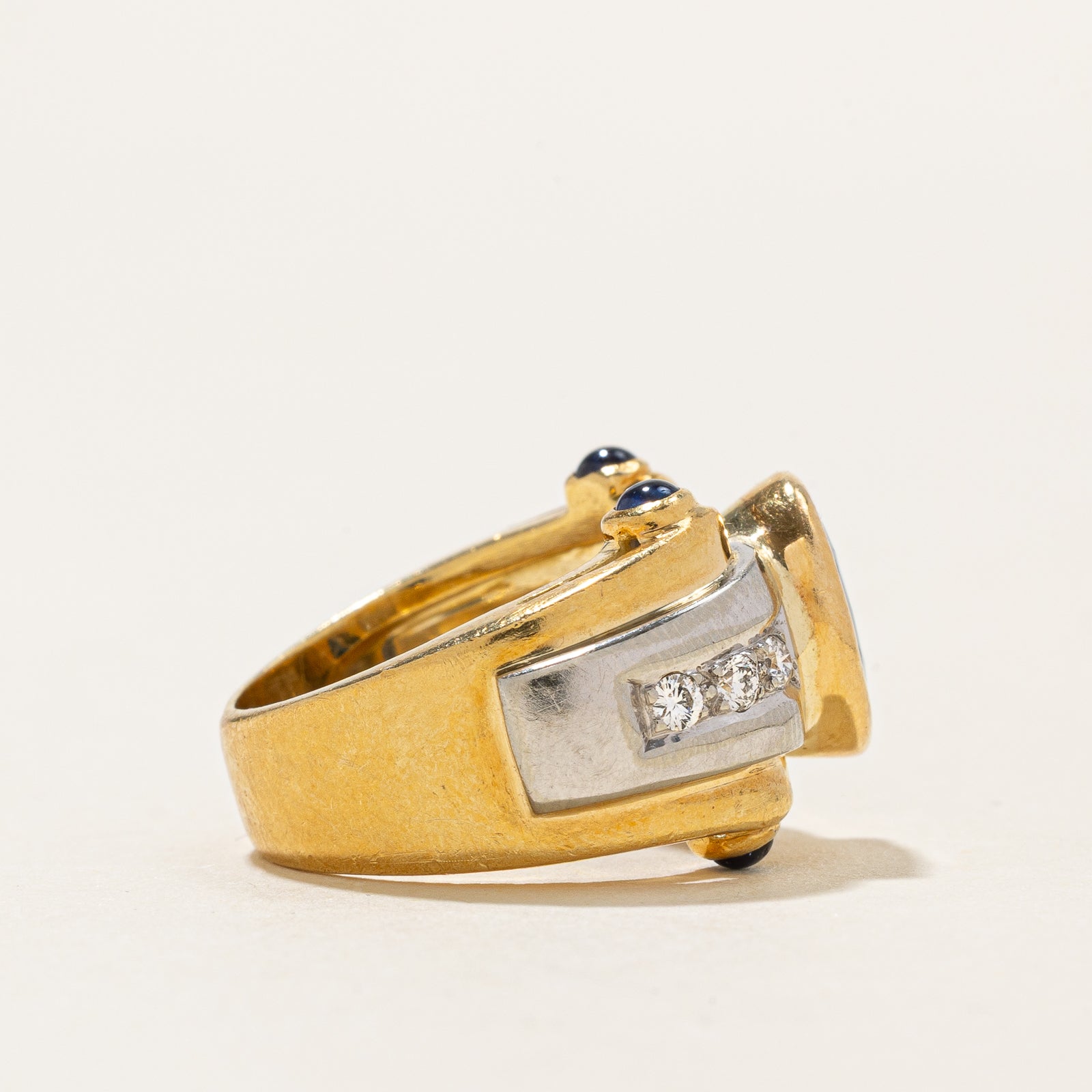 Bezel Set Sapphire & Diamond Ring | 2.03ctw, 0.12ctw | SZ 3.25