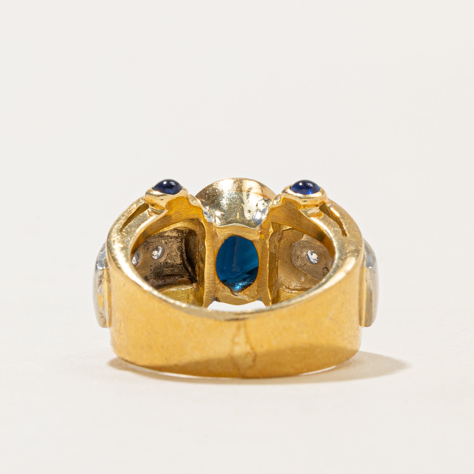 Bezel Set Sapphire & Diamond Ring | 2.03ctw, 0.12ctw | SZ 3.25