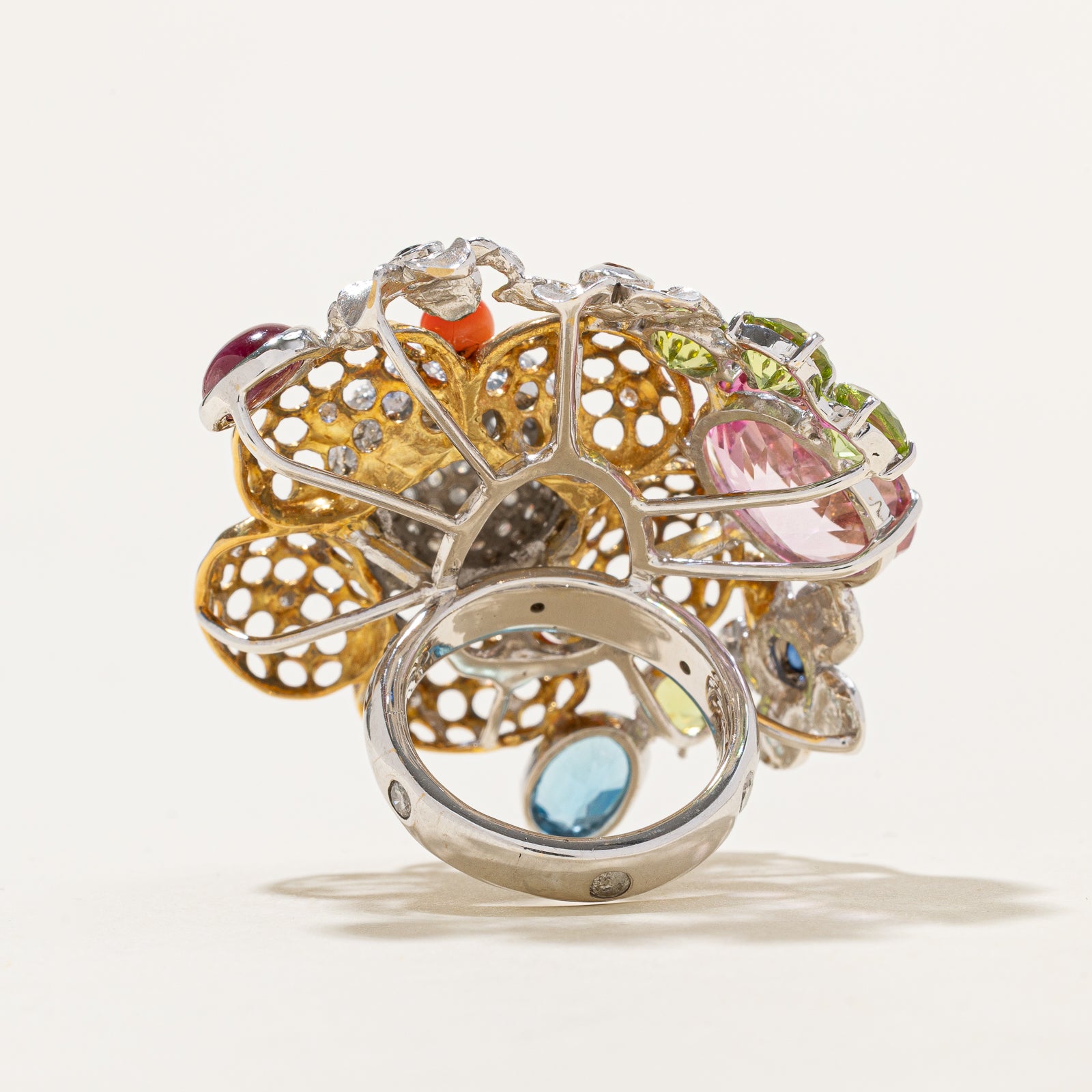 Multi Gemstone & Diamond Cocktail Ring | 11.71ctw, 1.50ctw | SZ 6