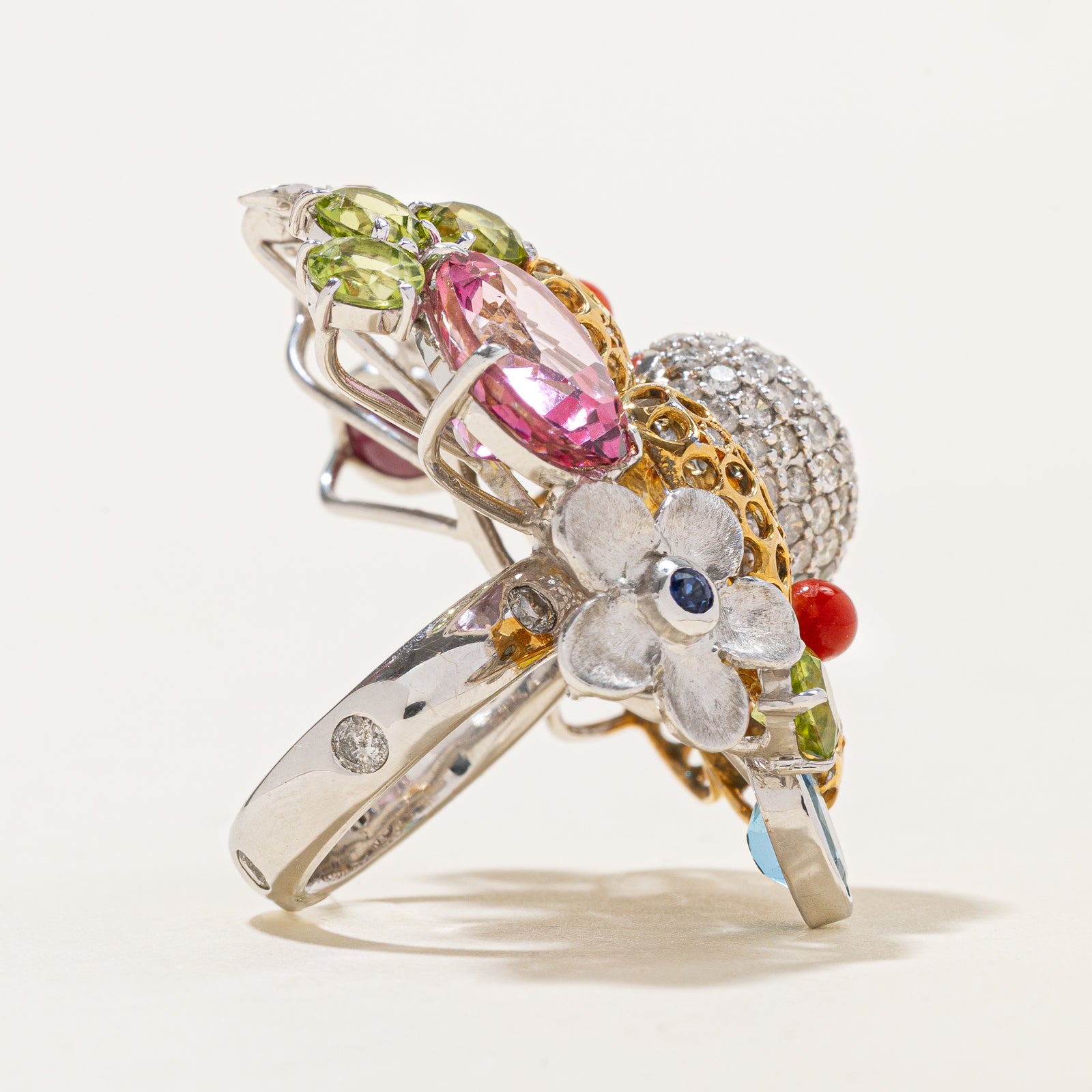 Multi Gemstone & Diamond Cocktail Ring | 11.71ctw, 1.50ctw | SZ 6