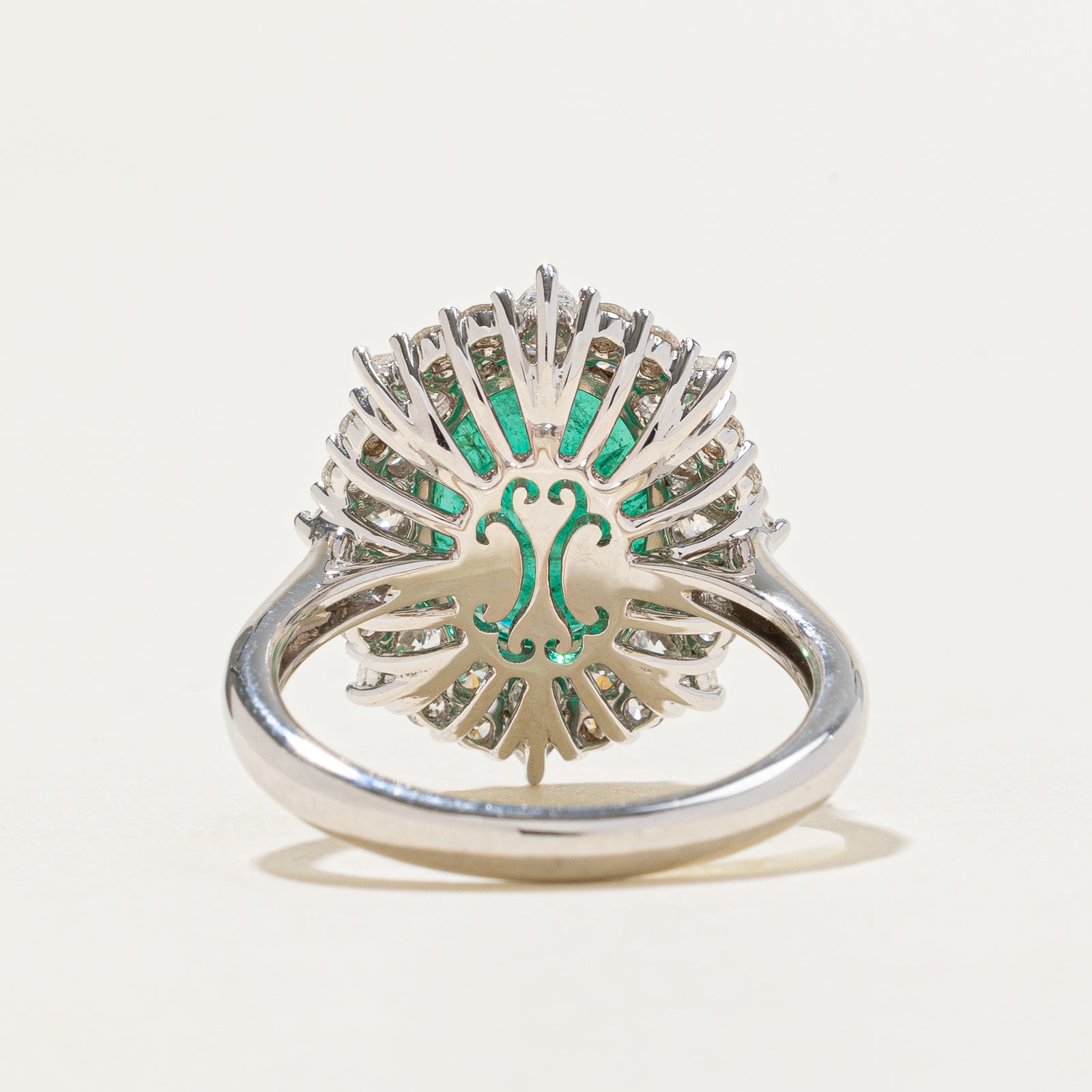 Emerald & Diamond Halo Cocktail Ring | 3.92ct, 0.667ct | SZ 6