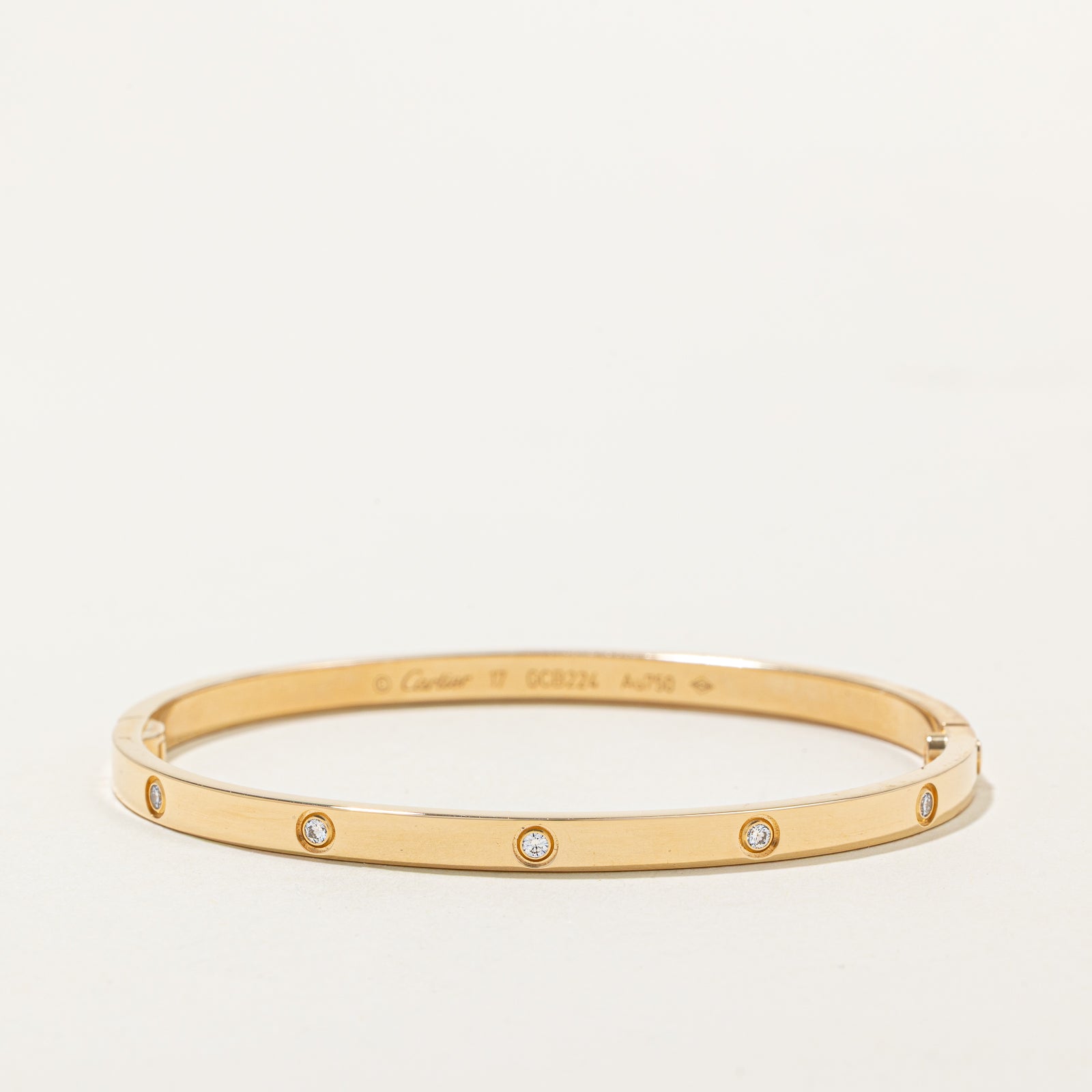 'Cartier' LOVE Bracelet Small Model 10 Diamonds | 0.21ctw | 7.25"