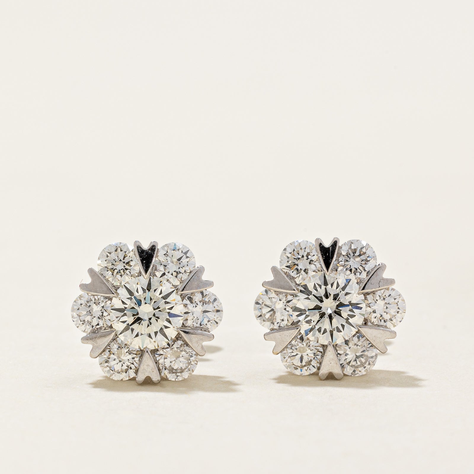 Diamond Cluster Stud Earrings | 1.47ctw