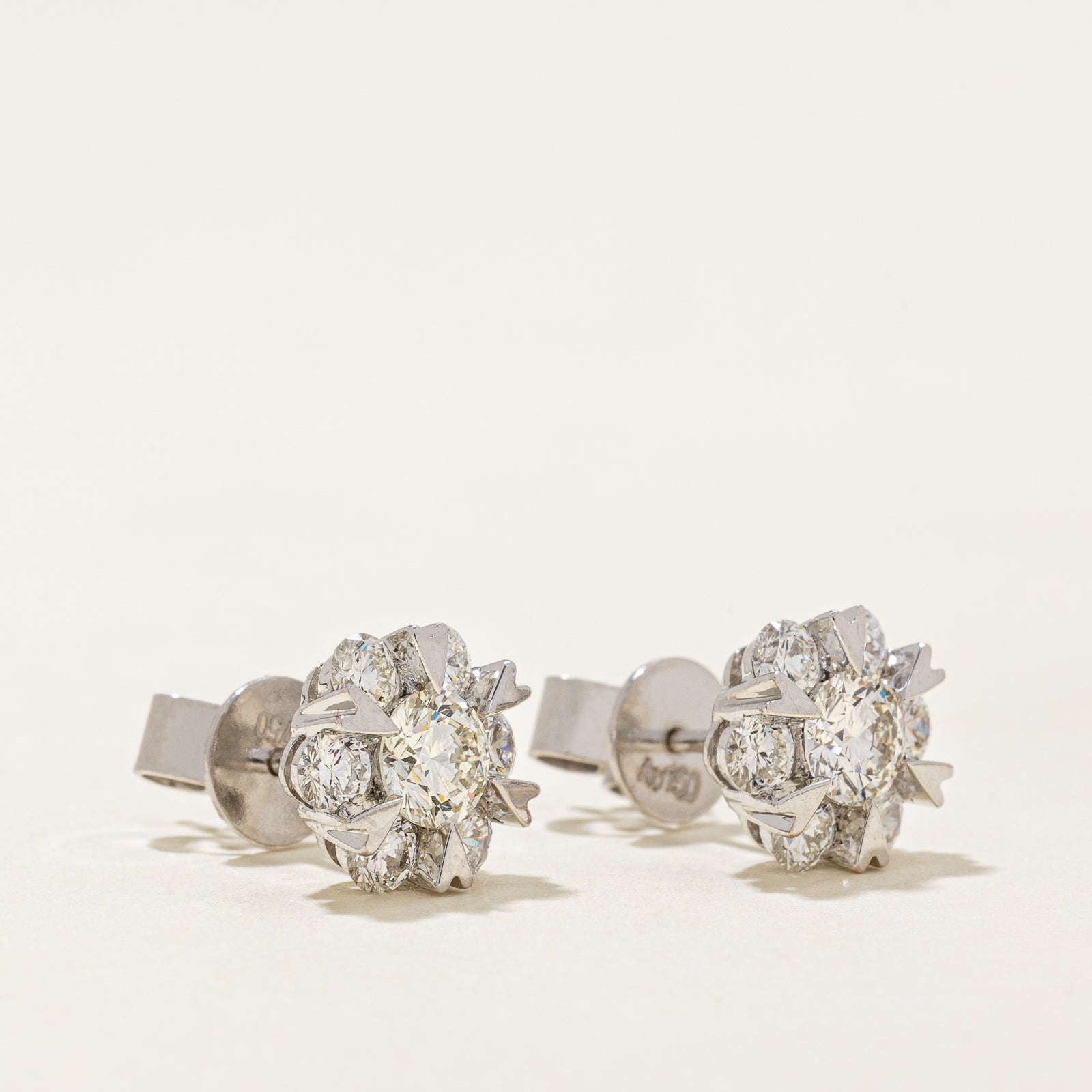 Diamond Cluster Stud Earrings | 1.47ctw