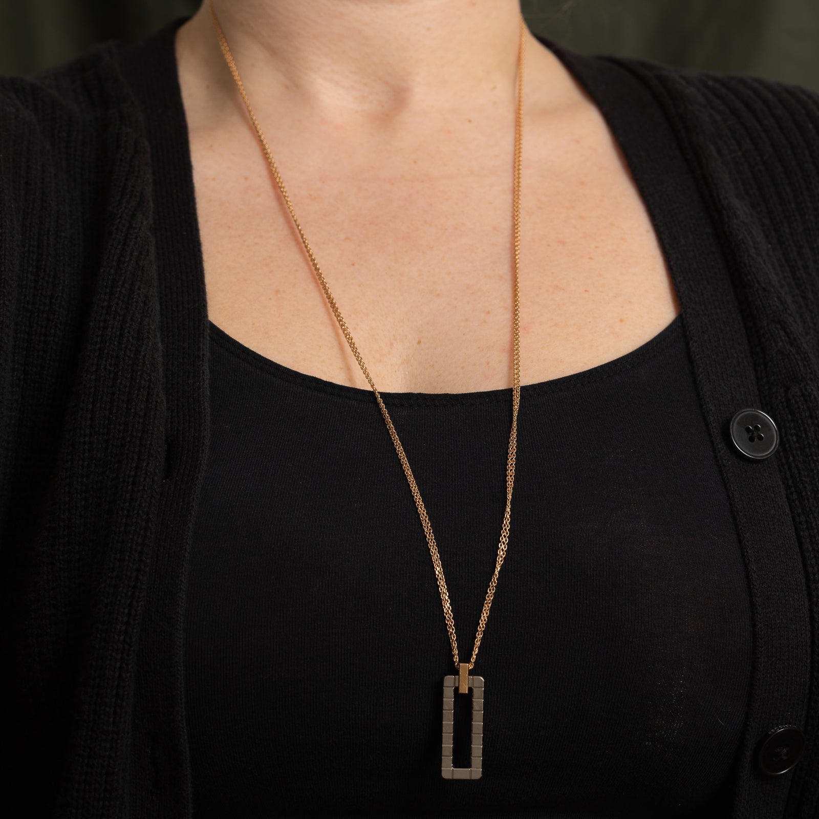'Chopard' Ice Cube 18k Two Tone Gold Sliding Pendant Necklace | 31"