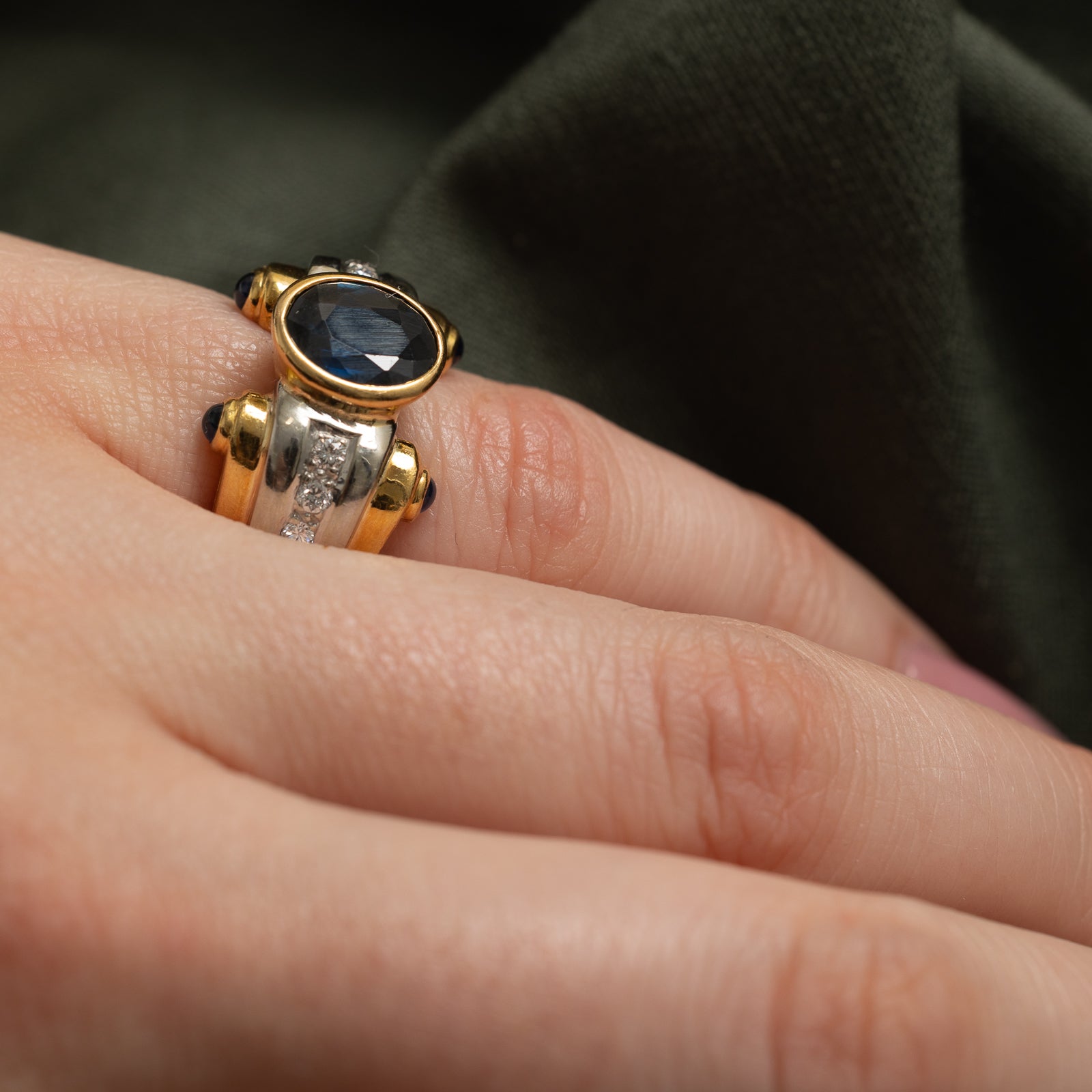 Bezel Set Sapphire & Diamond Ring | 2.03ctw, 0.12ctw | SZ 3.25