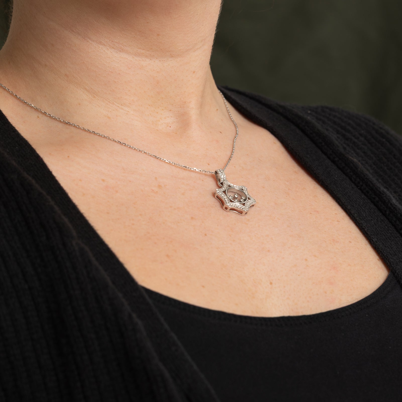 Pave Set Moveable Diamond Pendant Necklace | 0.60ctw | 16"