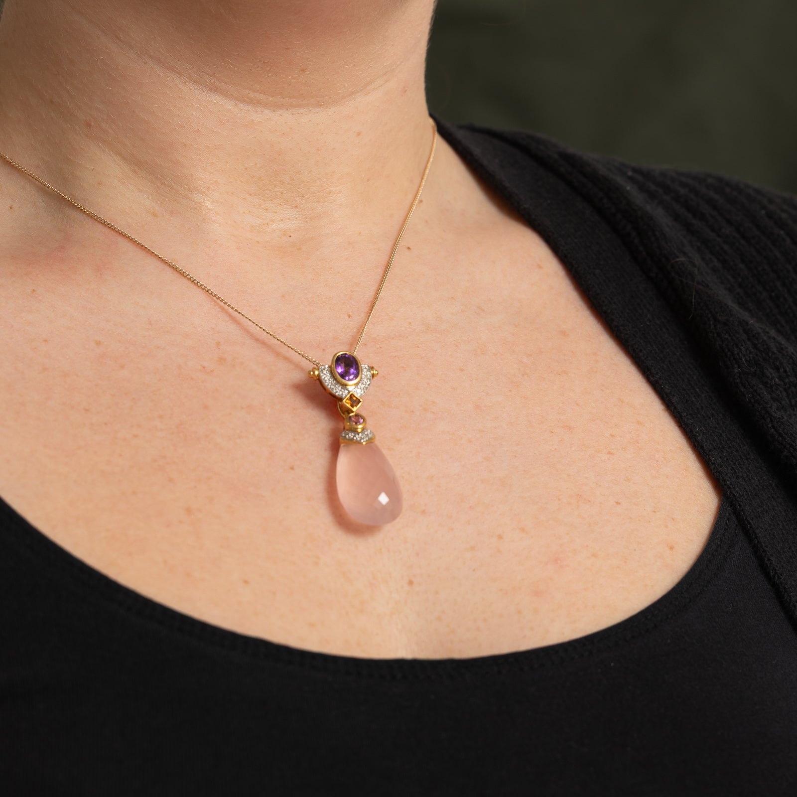 18k Multi Gemstone & Diamond Pendant | 36.51ct, 0.13ctw
